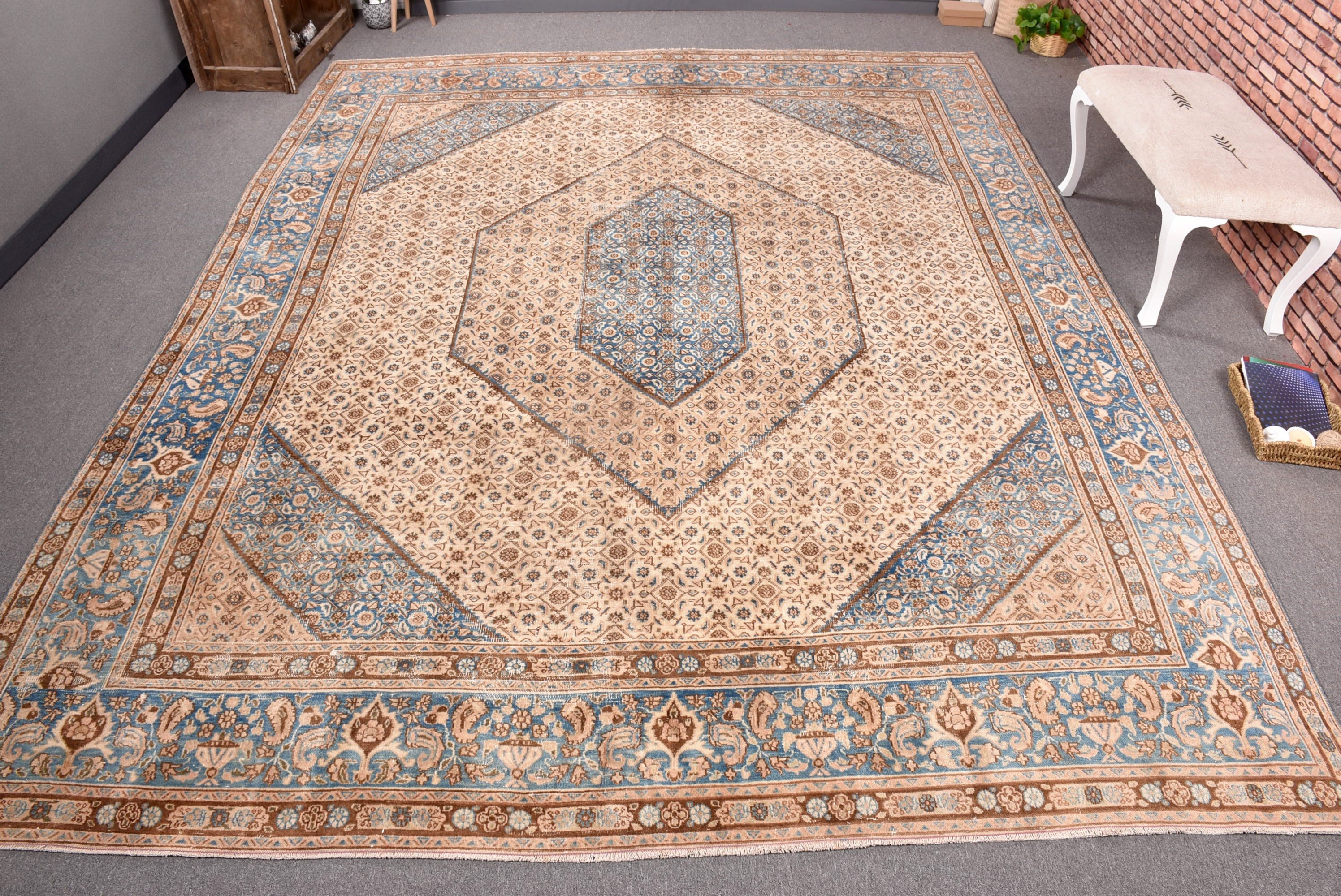 Salon Halıları, Kahverengi Oushak Halı, Oturma Odası Halıları, Boho Halı, Havalı Halılar, Ev Dekorasyonu Halıları, 9.5x12.4 ft Büyük Boy Halı, Türk Halıları, Vintage Halı