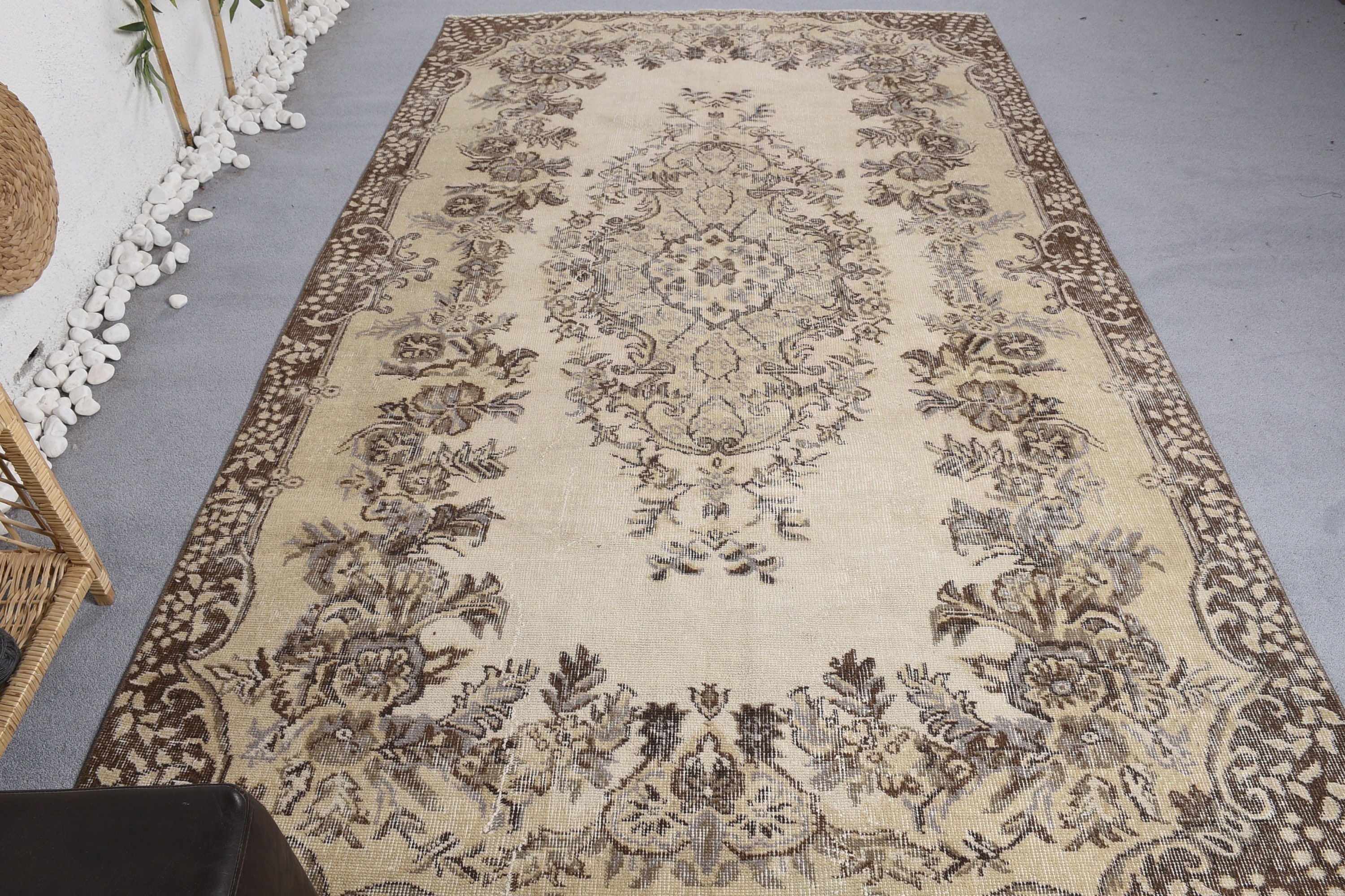 Türk Halısı, Vintage Halı, Harika Halılar, 5.4x9 ft Büyük Halılar, Yemek Odası Halısı, Oturma Odası Halıları, Kahverengi Mutfak Halısı, Pastel Halı