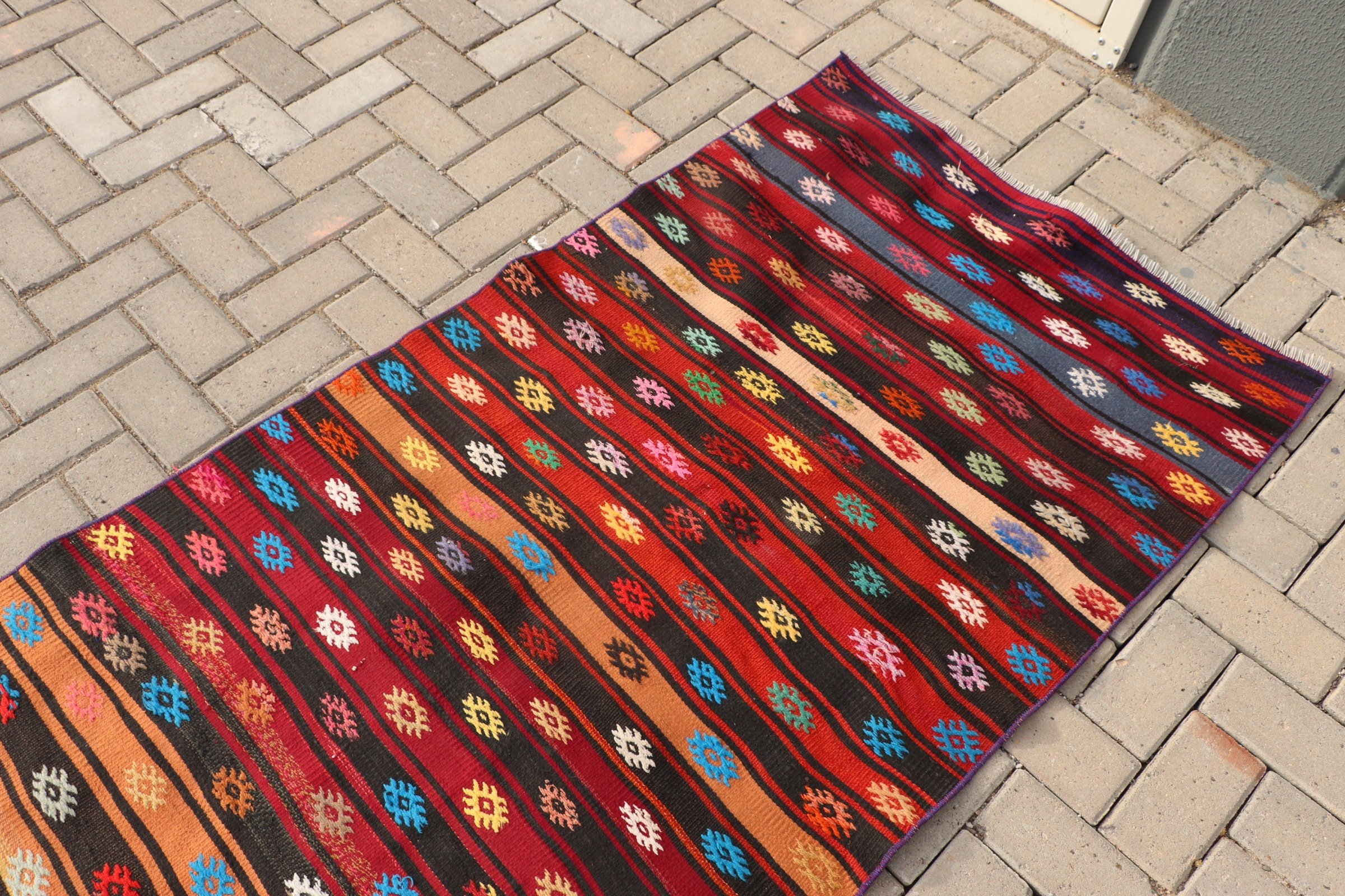 Koridor Halısı, Vintage Halılar, Türk Halıları, Kilim, Mutfak Halıları, Antika Halılar, 3.2x9.4 ft Yolluk Halısı, Gökkuşağı Ev Dekorasyonu Halısı, Anadolu Halısı