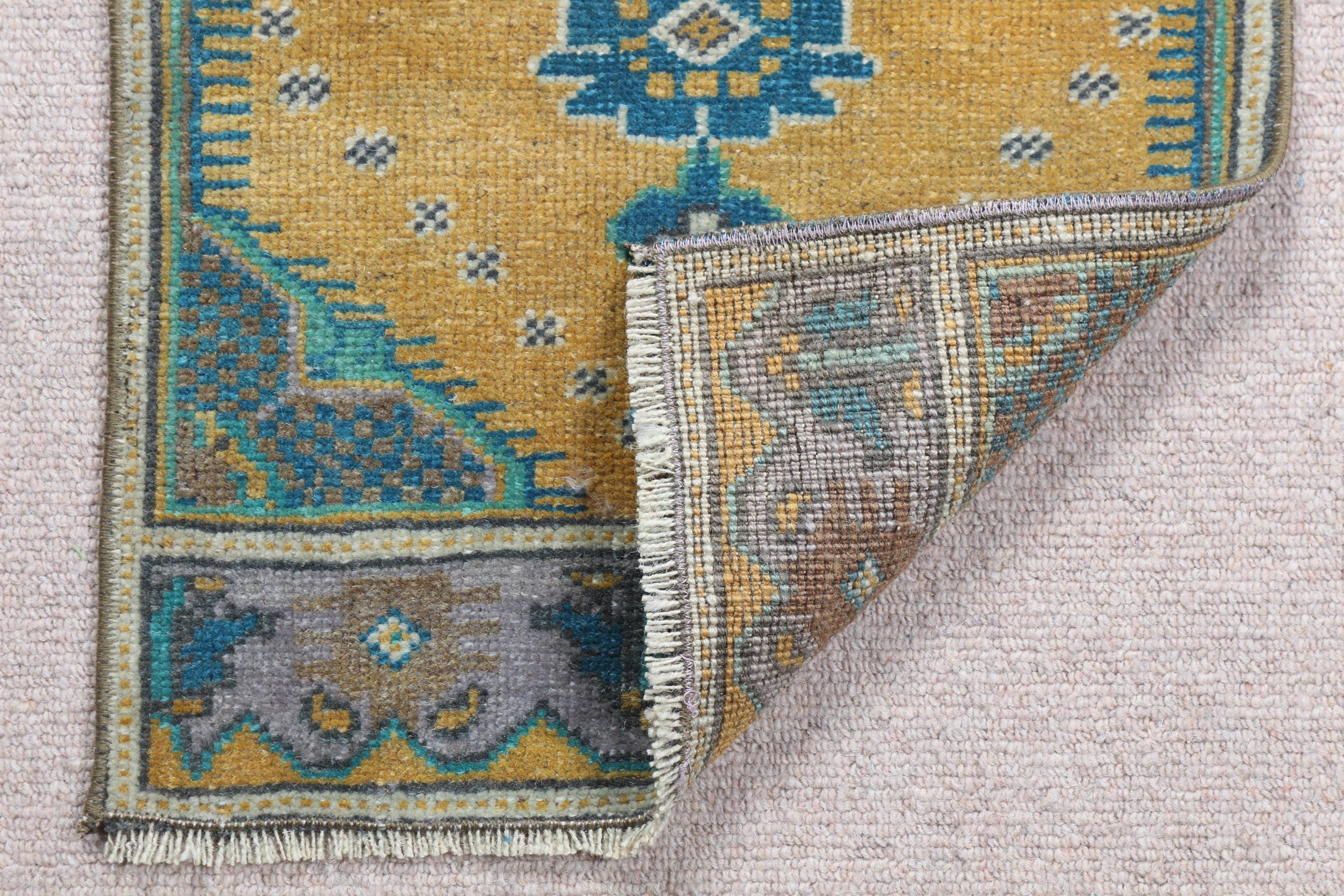 Sarı Mutfak Halısı, Fas Halısı, Türk Halısı, 1.3x3.2 ft Küçük Halı, Oryantal Halı, Banyo Halısı, Küçük Boho Halı Halıları, Vintage Halı, Araba Paspas Halıları