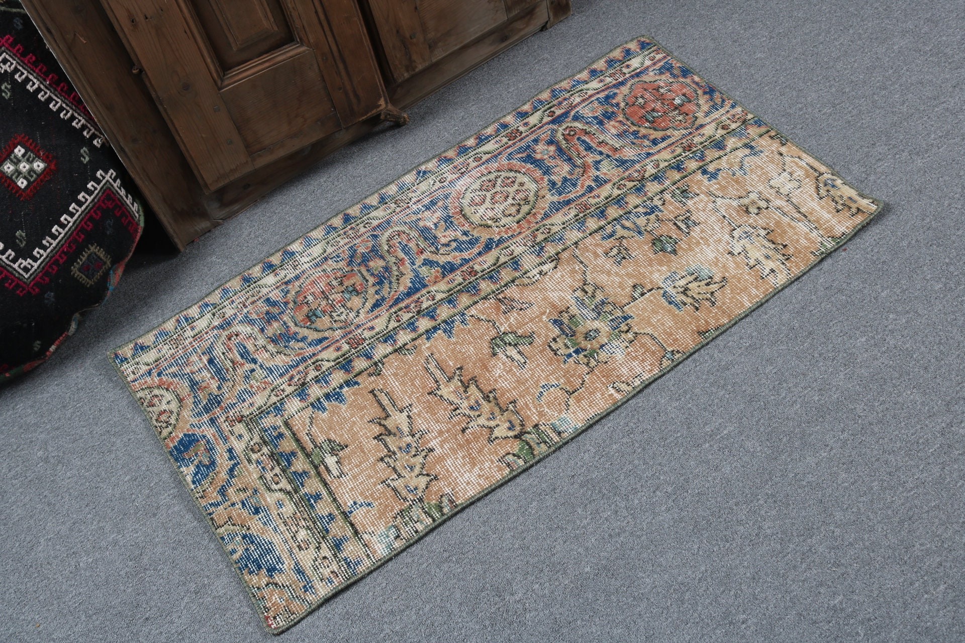 Yatak Odası Halısı, Düz Dokuma Halılar, 2x3,6 ft Küçük Halı, Boho Halıları, Türk Halıları, Turuncu Geometrik Halı, Araba Paspas Halısı, Vintage Halı, Duvar Asılı Halılar