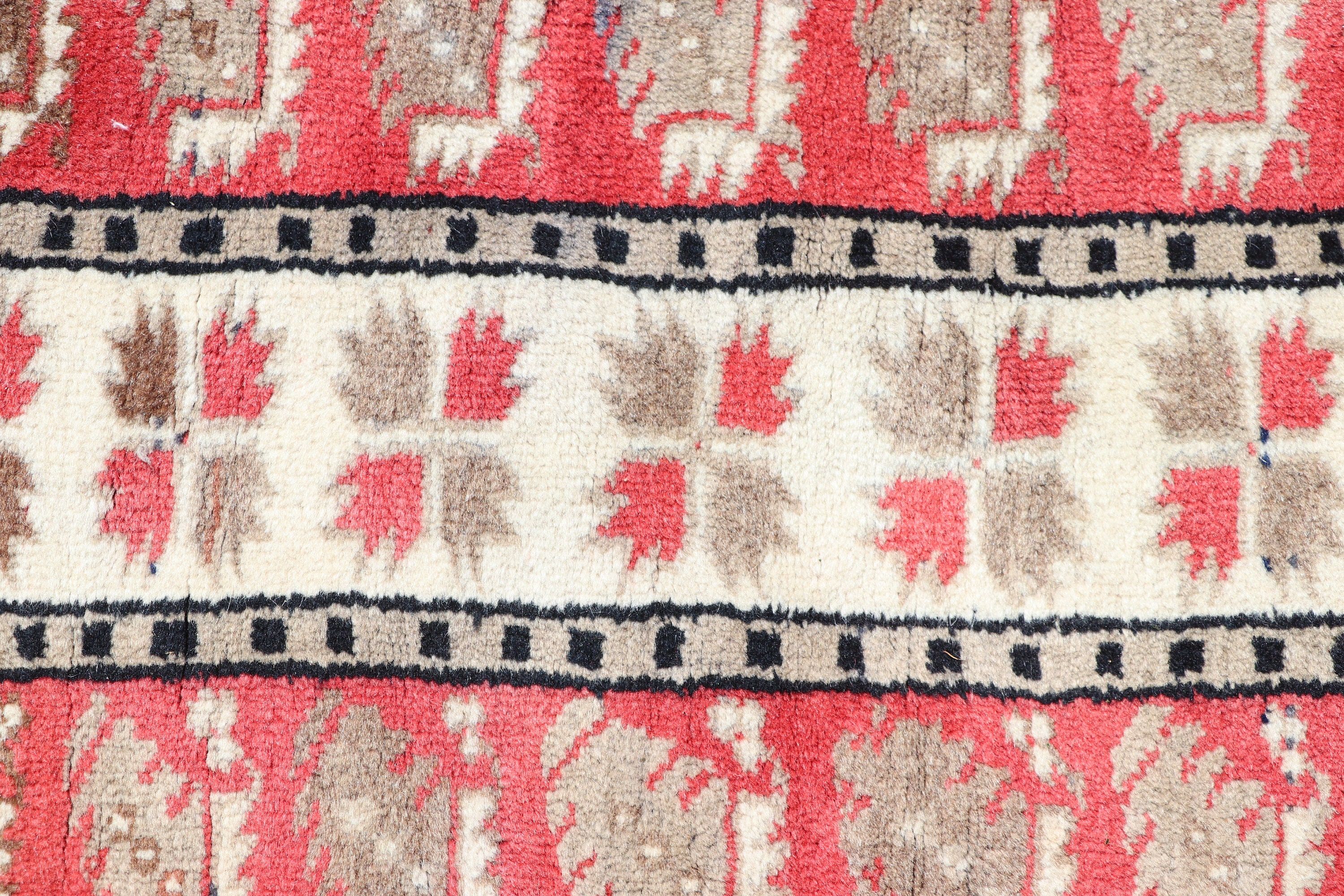 Small Boho Rugs, Turkish Rugs, Small Area Rugs, 1.3x2.5 ft Small Rug, Red Anatolian Rugs, Statement Rug, Vintage Rug, Home Decor Rugs