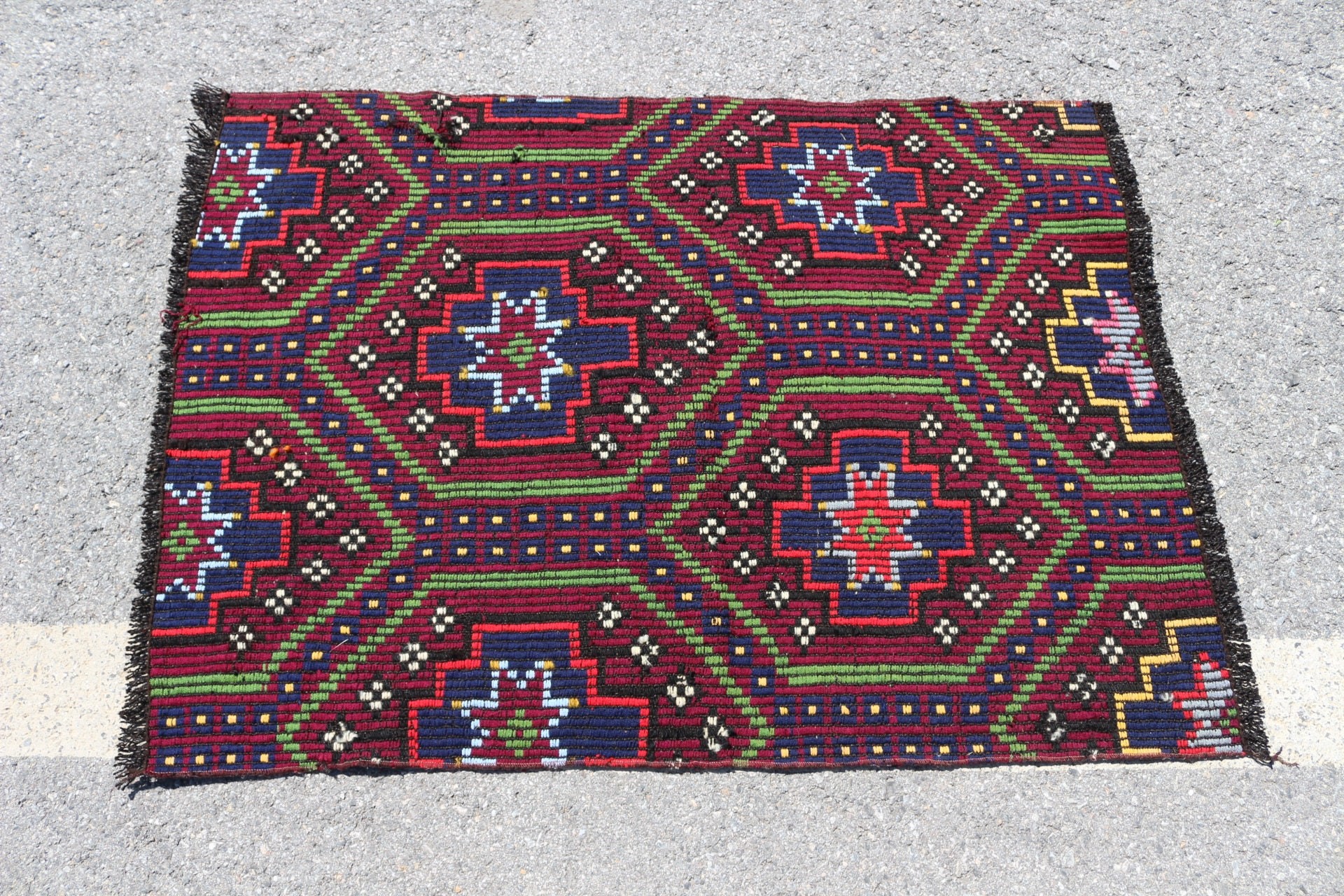 Kırmızı Antika Halı, Vintage Halı, 2.8x3.9 ft Küçük Halı, Antika Halı, Türk Halısı, Oryantal Halılar, Yatak Odası Halısı, Kilim, Kapı Paspası Halısı, Etnik Halılar