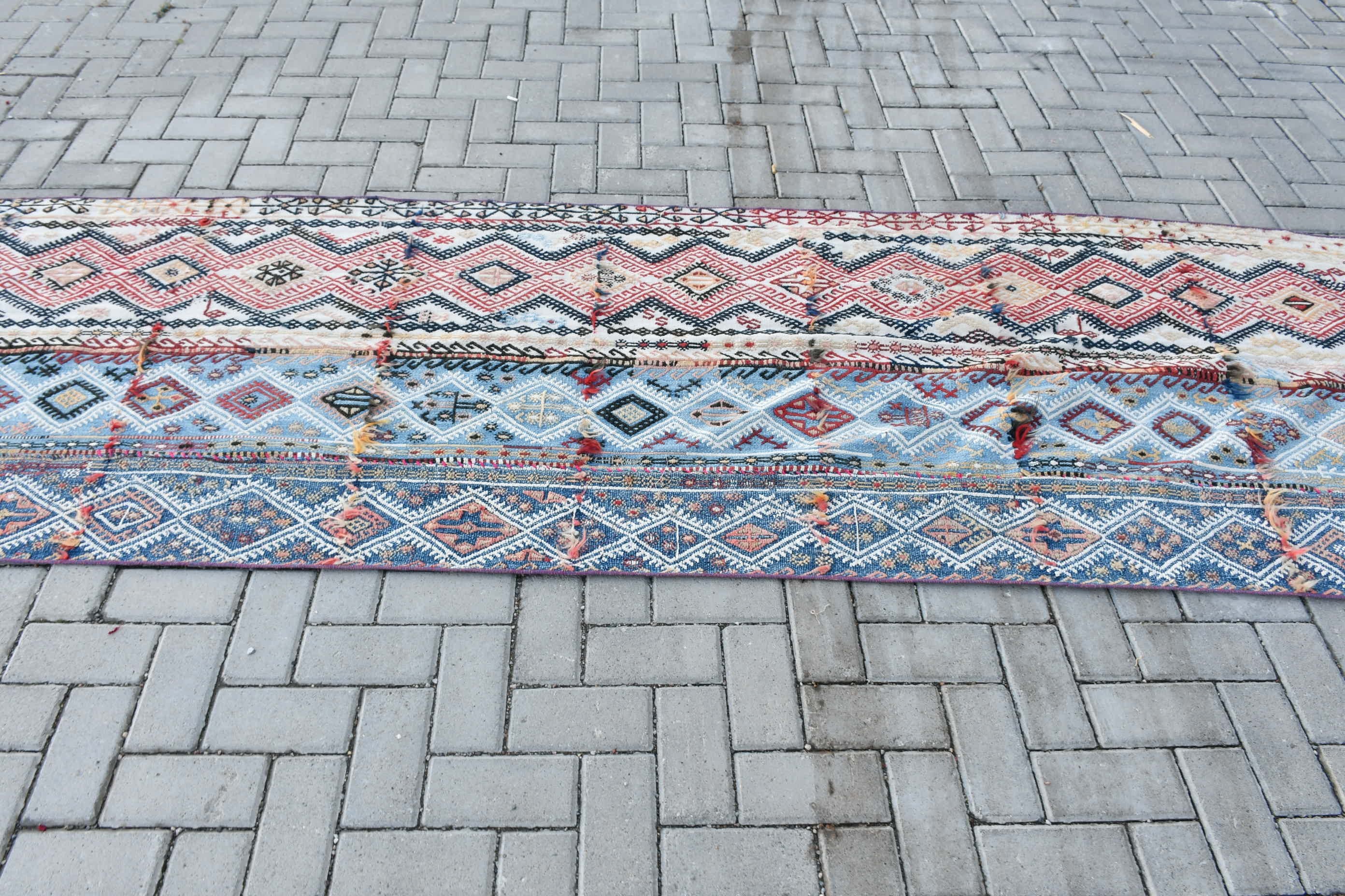 Kilim, Runner Halıları, Koridor Halısı, Mavi Yer Halısı, Türk Halıları, Antika Halı, Yatak Odası Halıları, 3.1x12.3 ft Runner Halıları, Vintage Halı