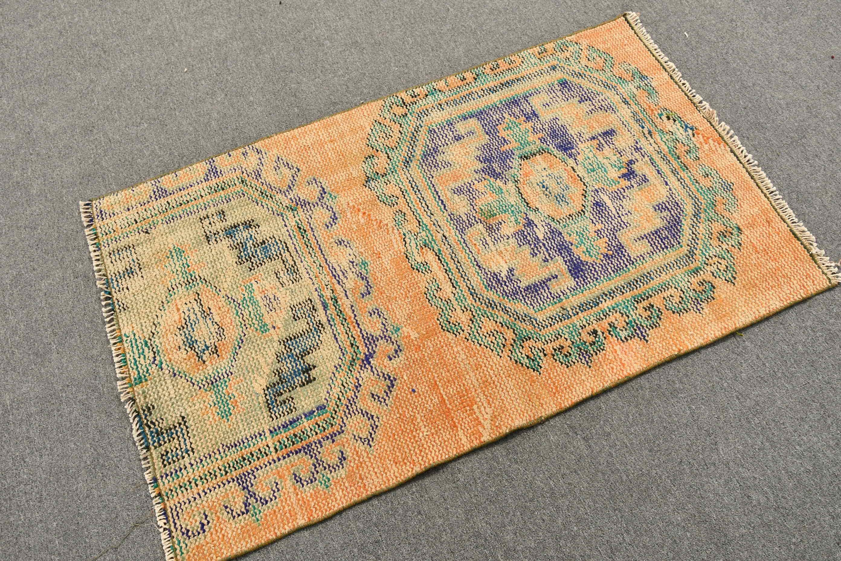 Home Decor Rug, Vintage Rugs, Oriental Rugs, Turkish Rugs, Orange Home Decor Rug, 2.8x4.4 ft Small Rug, Wall Hanging Rug, Bathroom Rugs