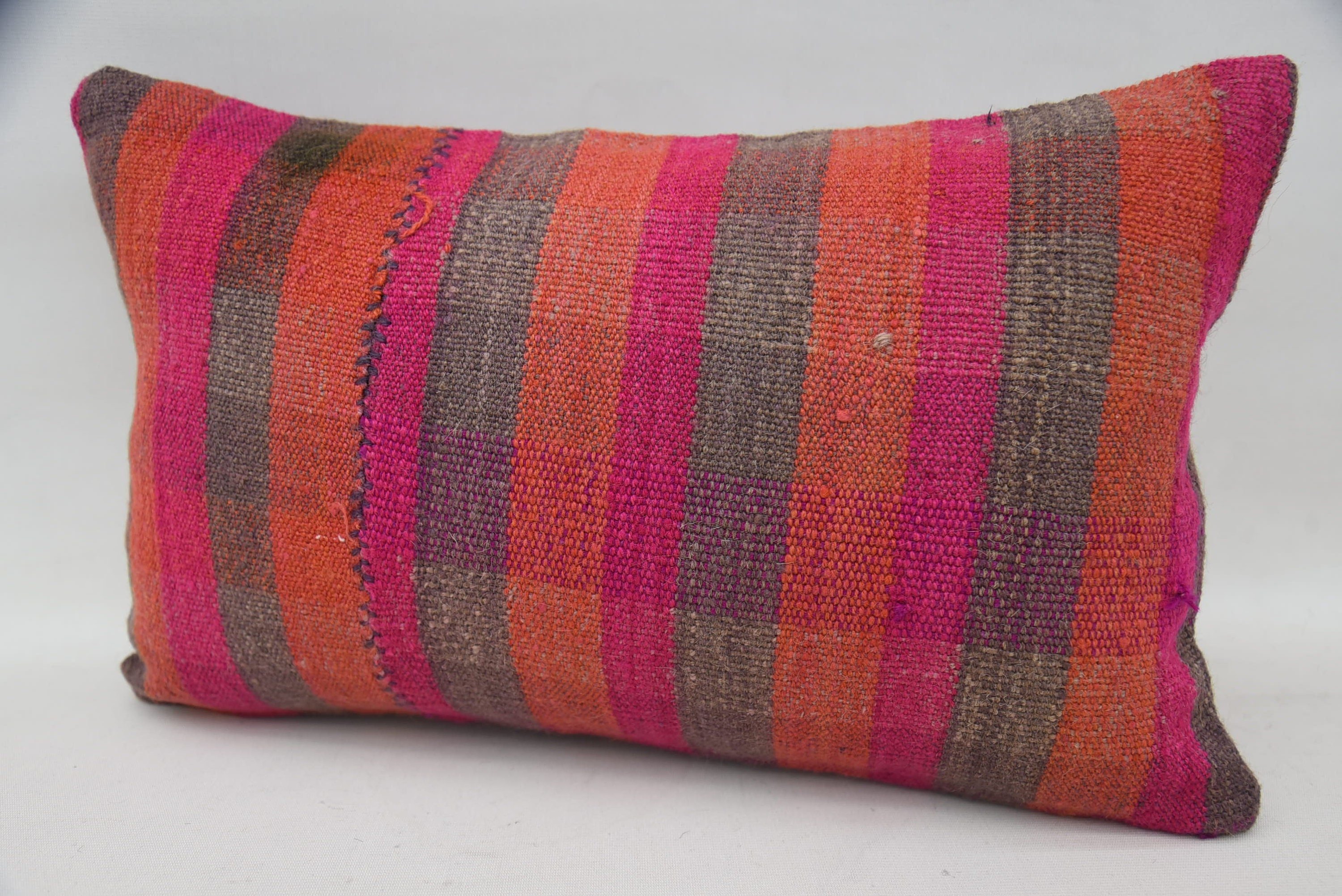 12"x20" Orange Pillow Cover, Pastel Cushion Case, Interior Designer Pillow, Boho Pillow, Vintage Kilim Throw Pillow