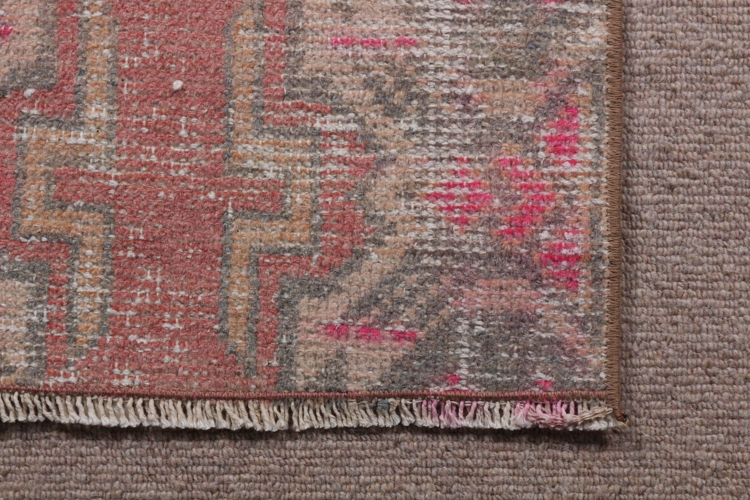 Vintage Rugs, 1.3x2.6 ft Small Rug, Turkish Rug, Bathroom Rug, Moroccan Rug, Pink Wool Rug, Entry Rug, Rugs for Bathroom