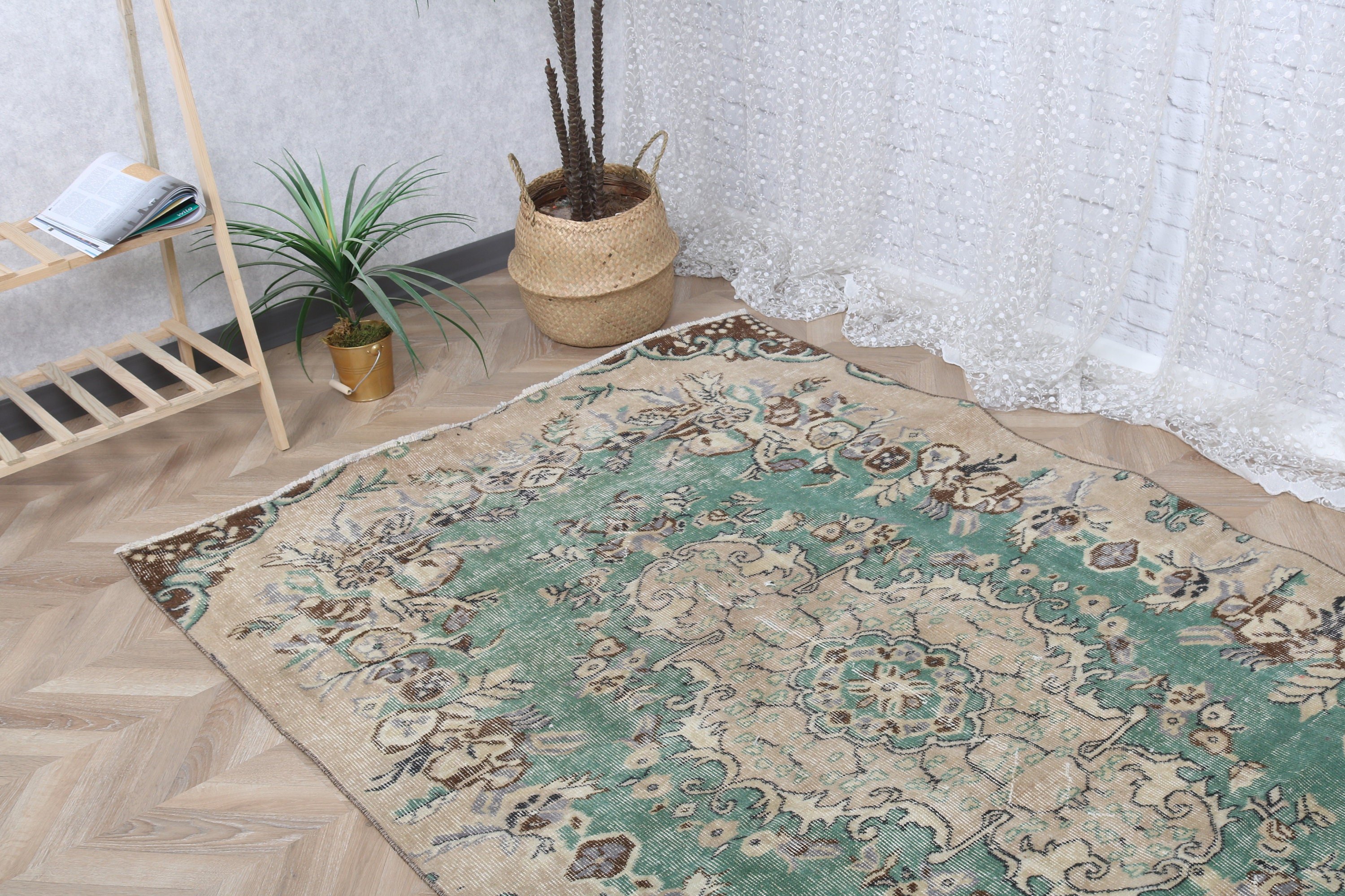 Türk Halıları, Vintage Halı, Boho Halıları, Çocuk Halıları, 4,4x7,3 ft Alan Halıları, Yatak Odası Halıları, Oturma Odası Halısı, Kahverengi Açıklama Halısı