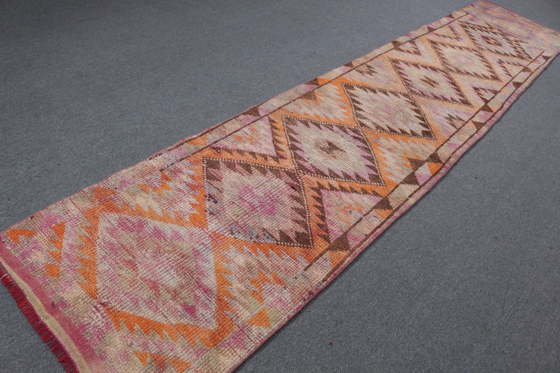 Rugs for Corridor, 2.7x13.7 ft Runner Rug, Stair Rugs, Orange Oriental Rug, Turkish Rugs, Vintage Rug, Hallway Rug, Floor Rug, Oushak Rugs