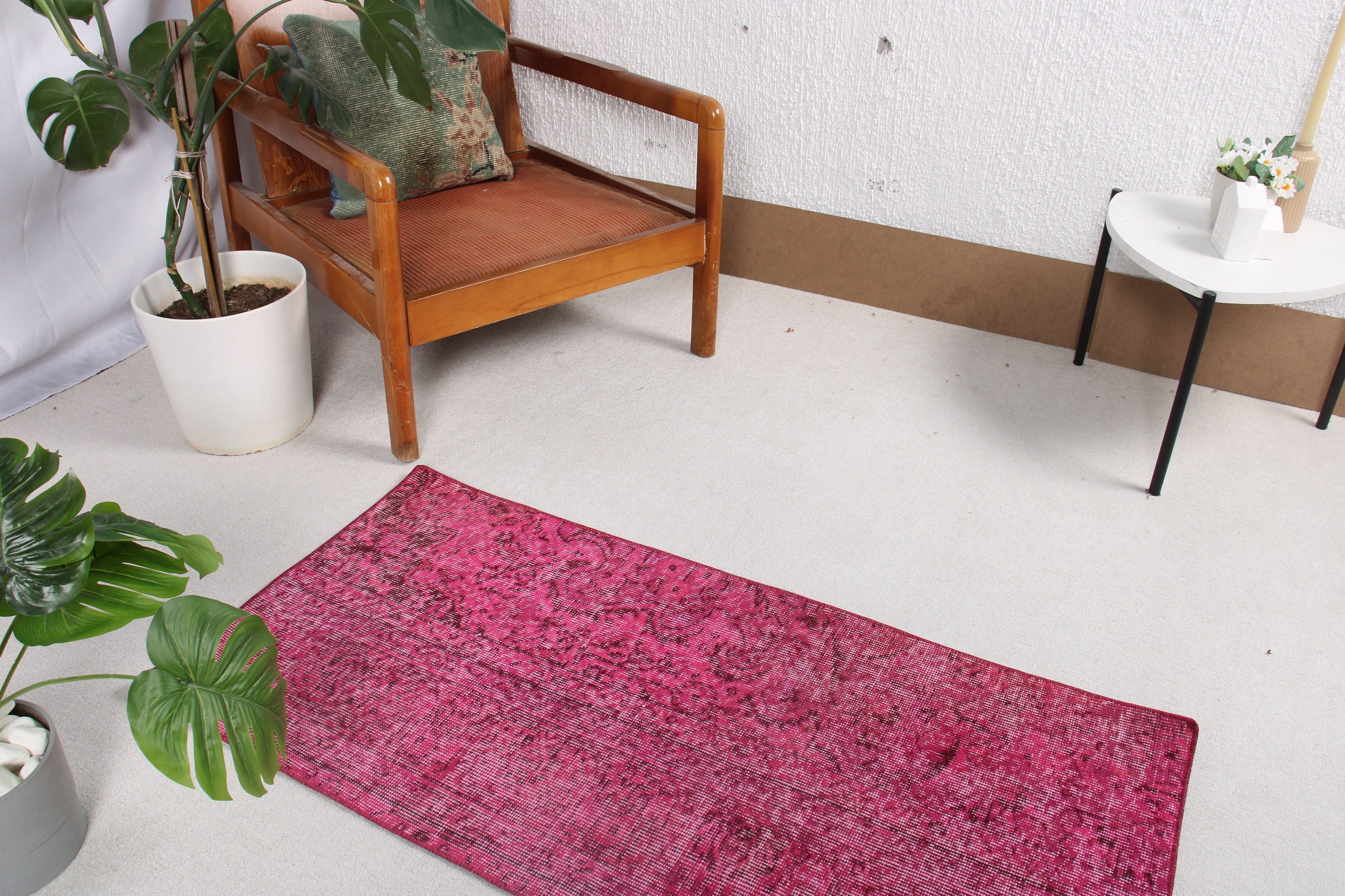 Vintage Rug, Small Vintage Rug, Pink Moroccan Rug, Modern Rugs, Wall Hanging Rugs, Floor Rug, Turkish Rug, 2x4 ft Small Rugs, Luxury Rug