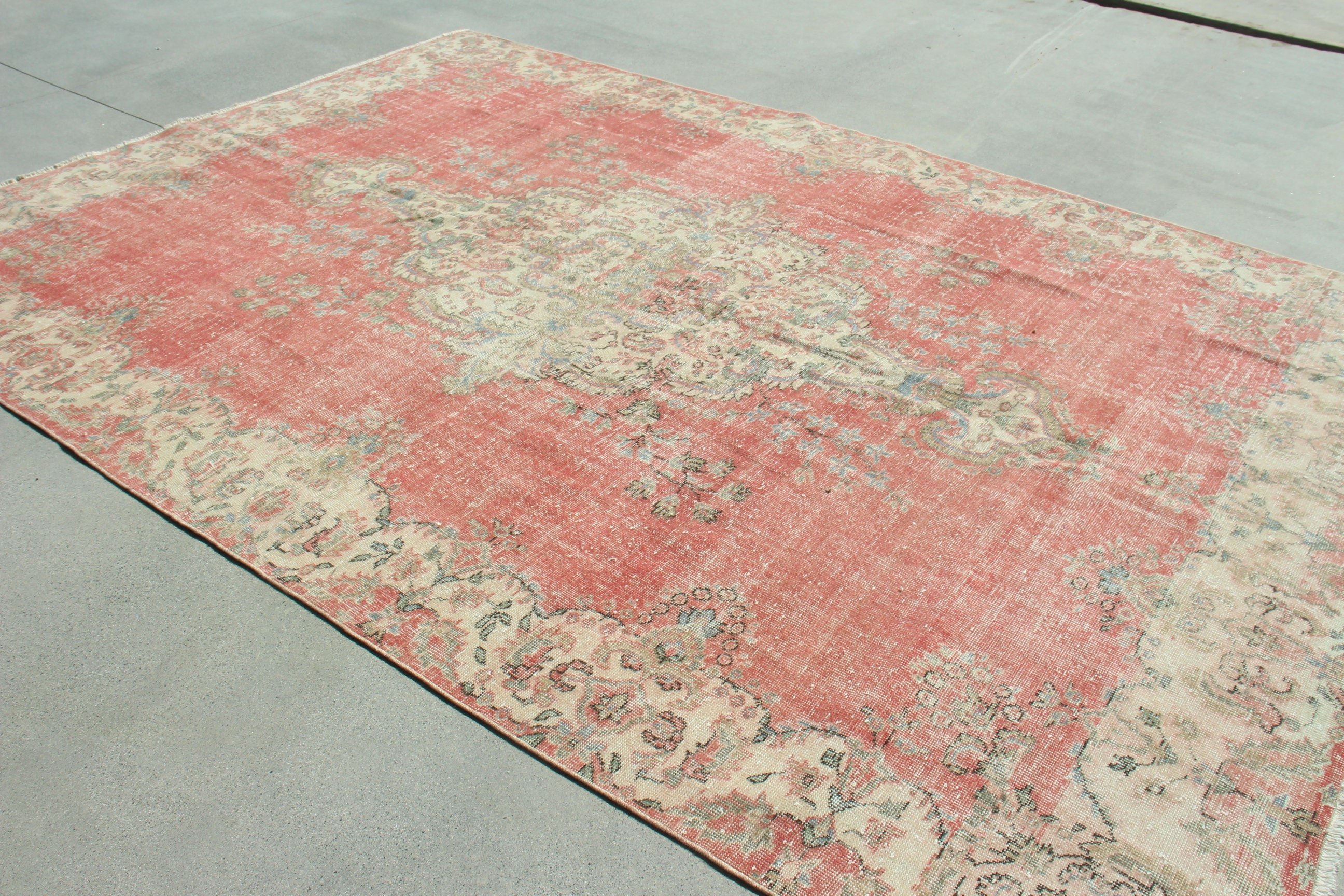 Moroccan Rugs, Handwoven Rug, Red Floor Rug, Oversize Turkish Rug, Living Room Rugs, 7.3x10.7 ft Oversize Rug, Turkish Rug, Vintage Rugs