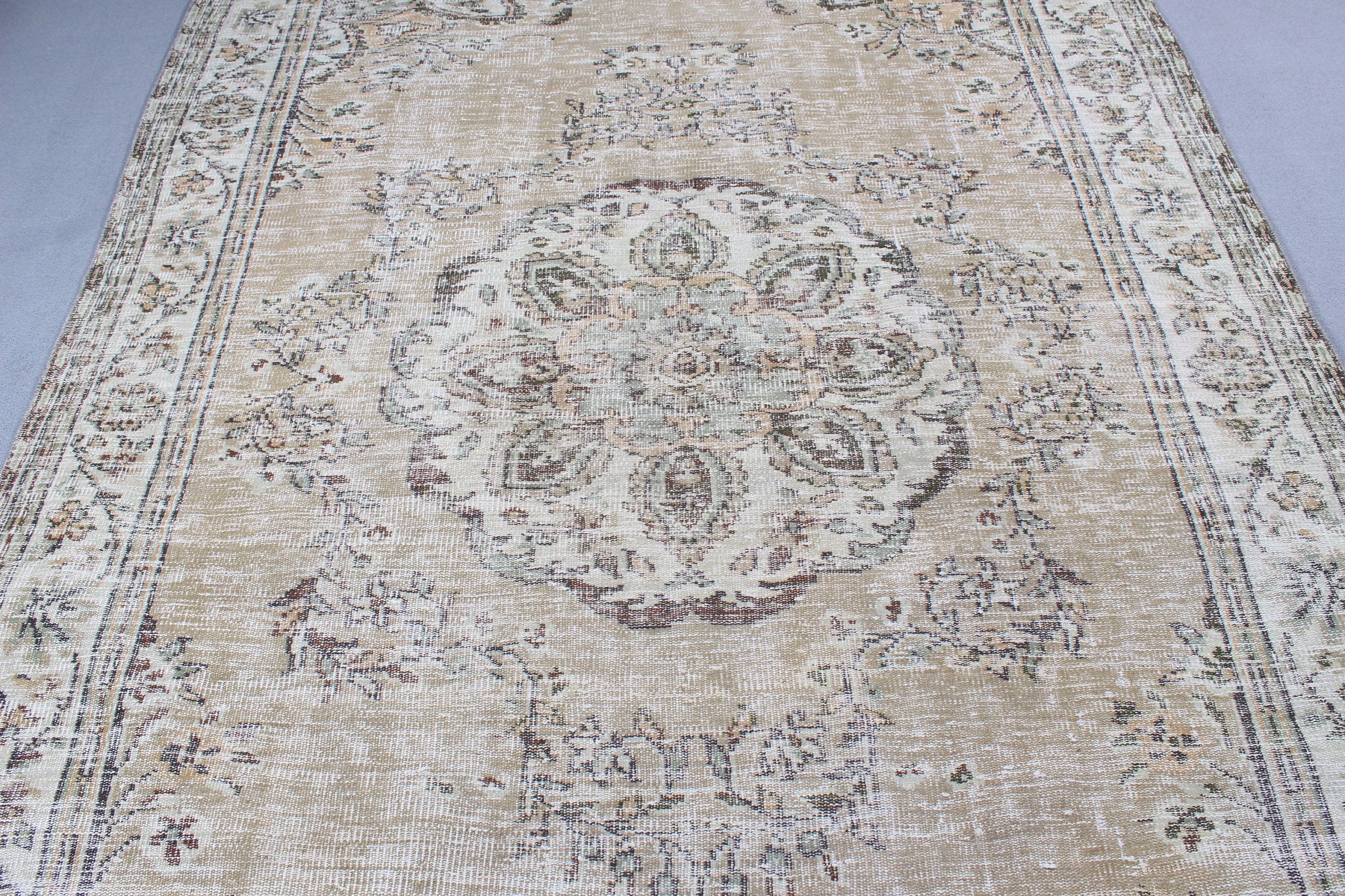 6x9.1 ft Large Rug, Turkish Rugs, Brown Luxury Rug, Living Room Rug, Kitchen Rug, Oushak Rug, Organic Rugs, Vintage Rugs, Large Boho Rugs