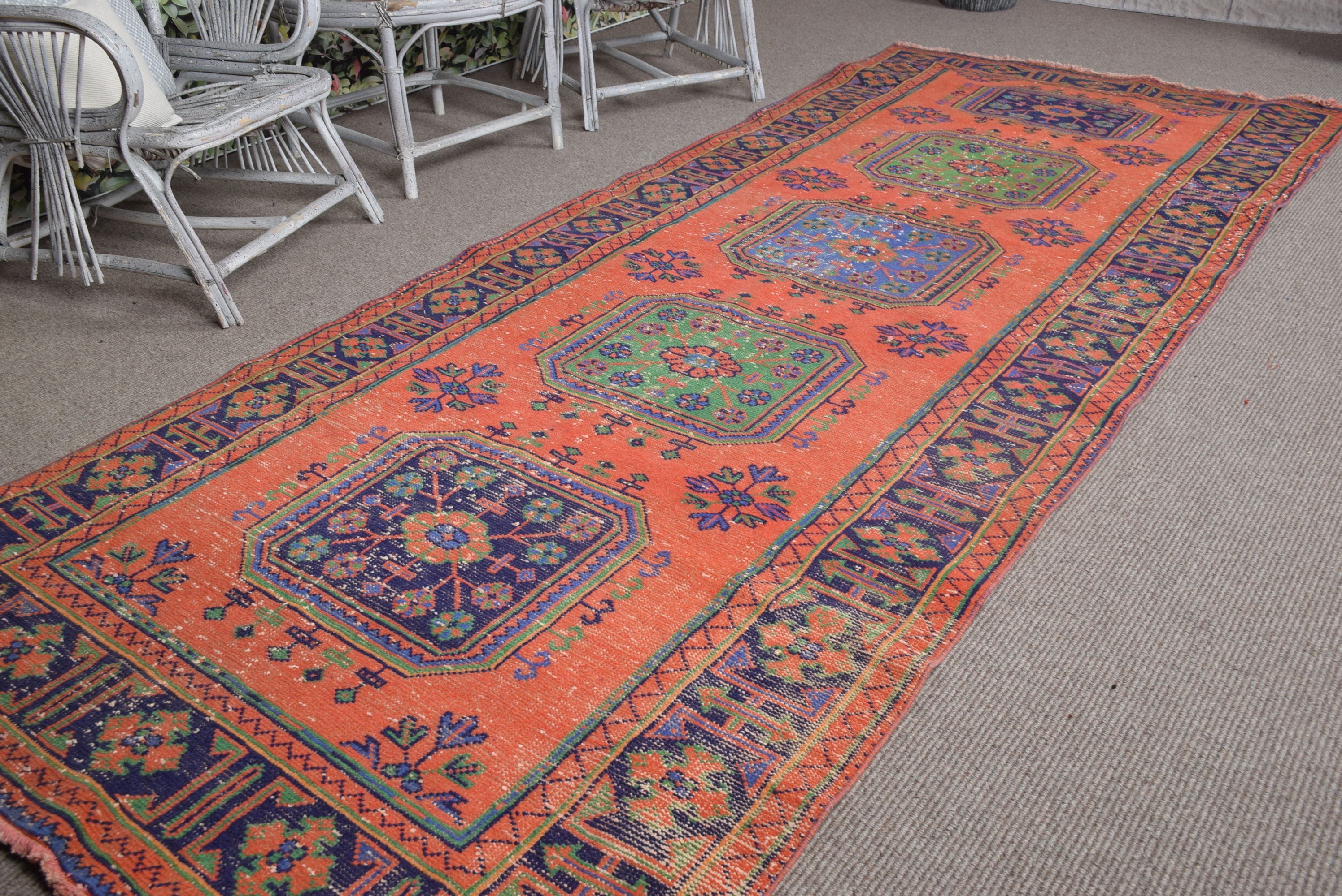 Red Floor Rug, Anatolian Rugs, Oriental Rugs, Handwoven Rugs, Corridor Rug, 4.5x11.5 ft Runner Rug, Turkish Rug, Stair Rugs, Vintage Rugs