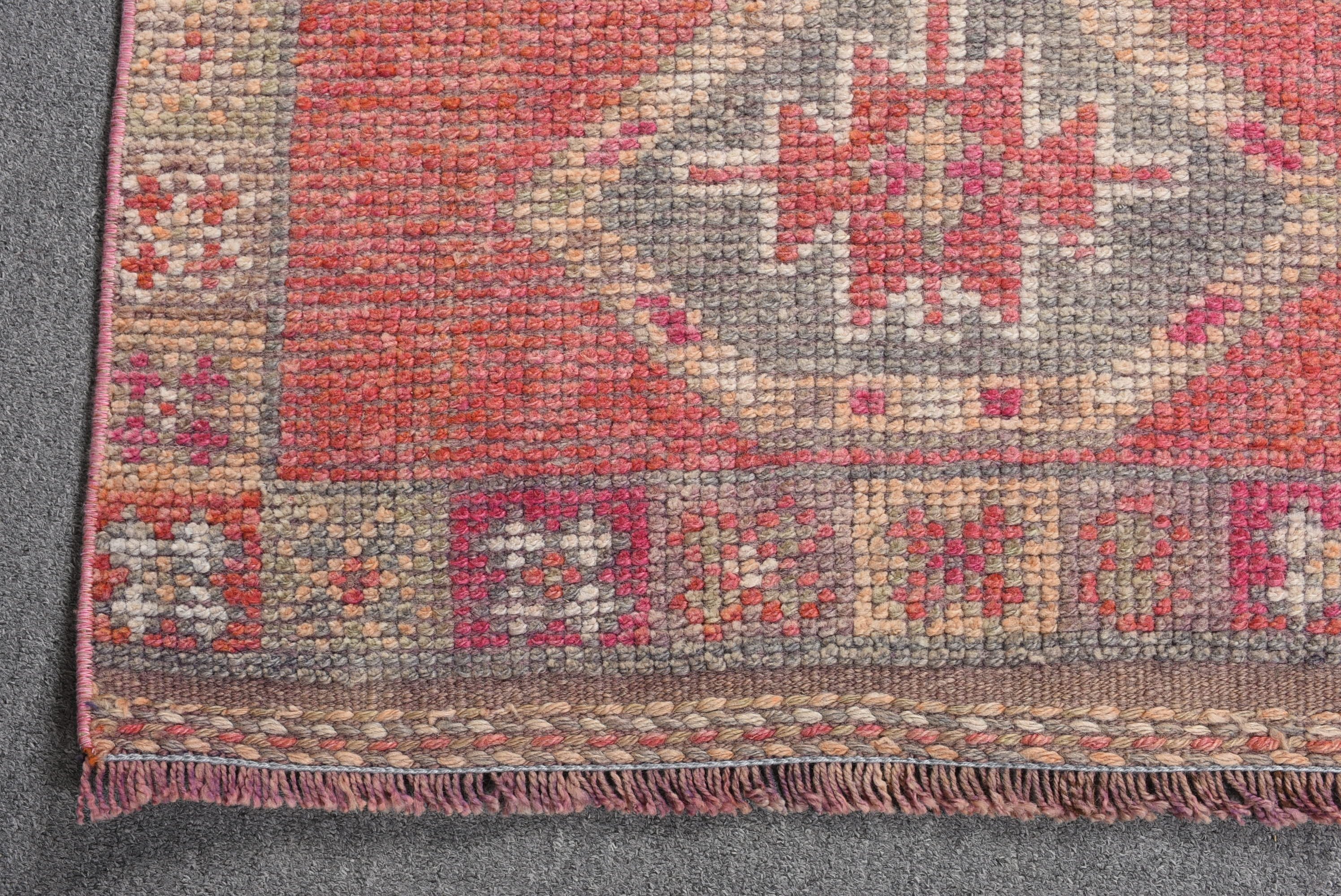 Pink Oriental Rugs, Rugs for Runner, Turkish Rug, Vintage Rugs, Oushak Rug, Corridor Rugs, 2.7x10.2 ft Runner Rugs, Art Rug, Anatolian Rug