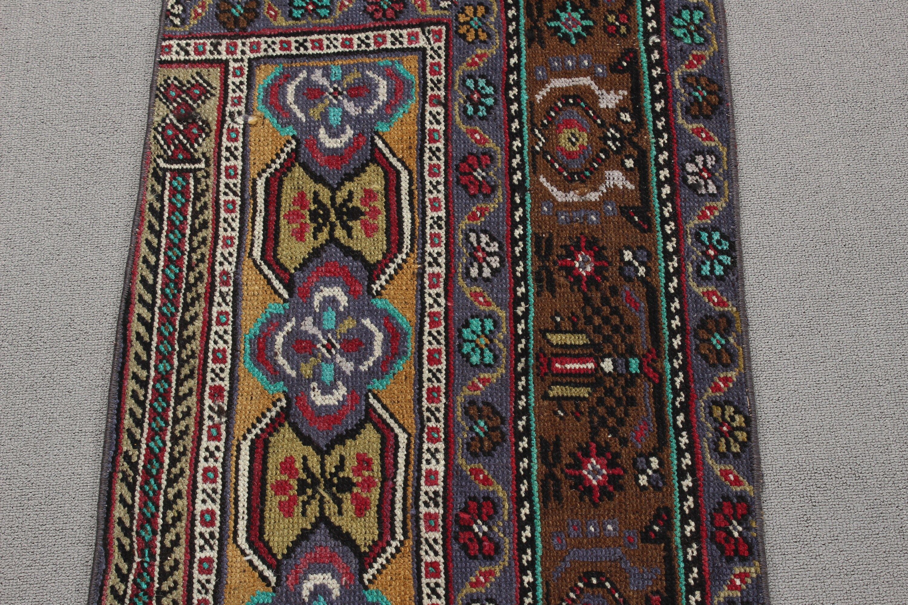 Vintage Halılar, 1.6x4.4 ft Küçük Halı, El Dokuma Halı, Küçük Alan Halısı, Sarı Yatak Odası Halısı, Türk Halıları, Küçük Vintage Halılar, Boho Halıları