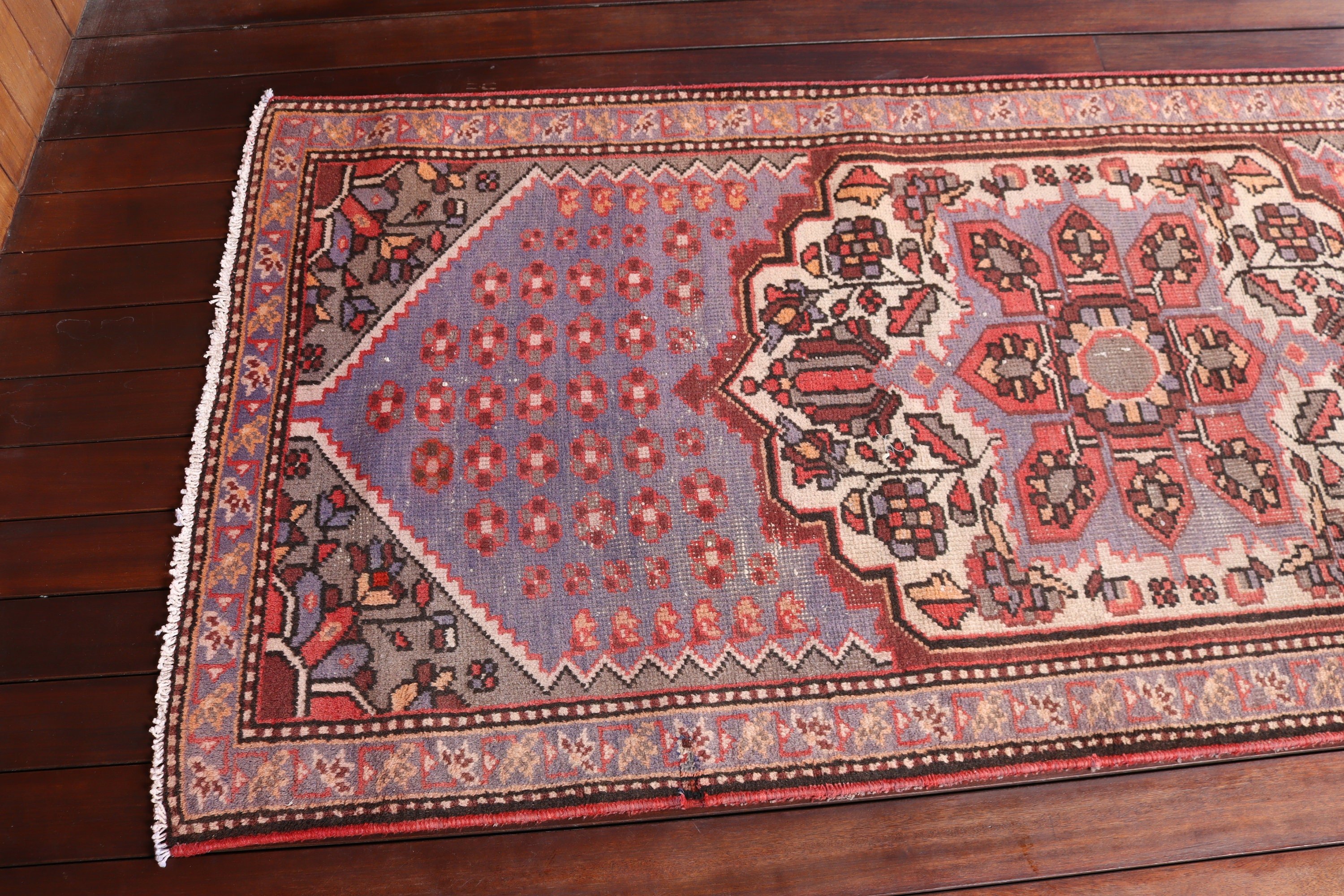 Koşucu Halıları, Mor Mutfak Halısı, Türk Halıları, 3,1x9,8 ft Koşucu Halısı, Uzun Yolluk Halıları, Yatak Odası Halıları, Vintage Halılar, Havalı Halı, Aztek Halısı