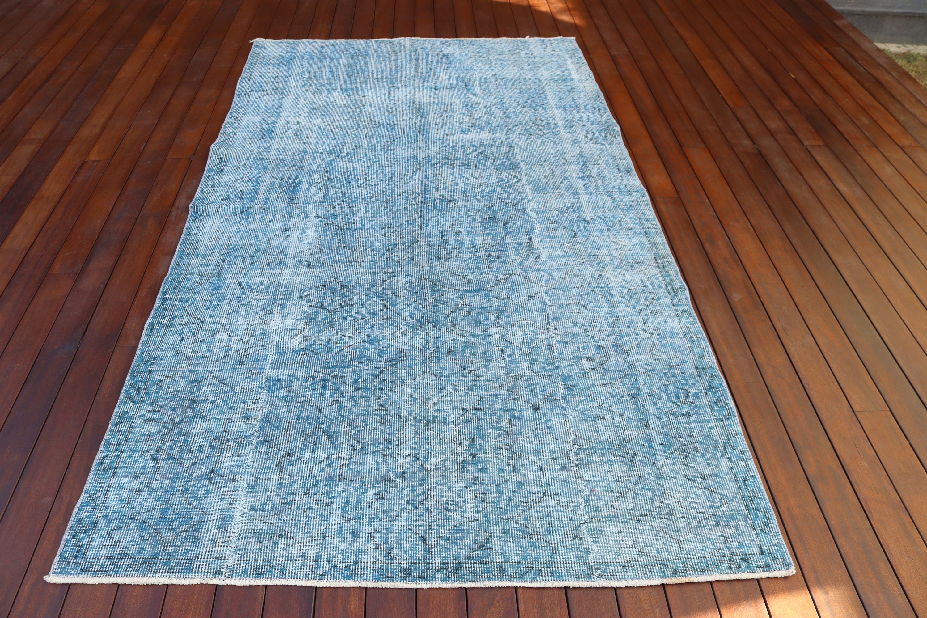 Handwoven Rug, Blue Modern Rugs, Turkish Rug, Home Decor Rugs, Dining Room Rugs, Vintage Area Rugs, 4.7x8.3 ft Area Rugs, Vintage Rug