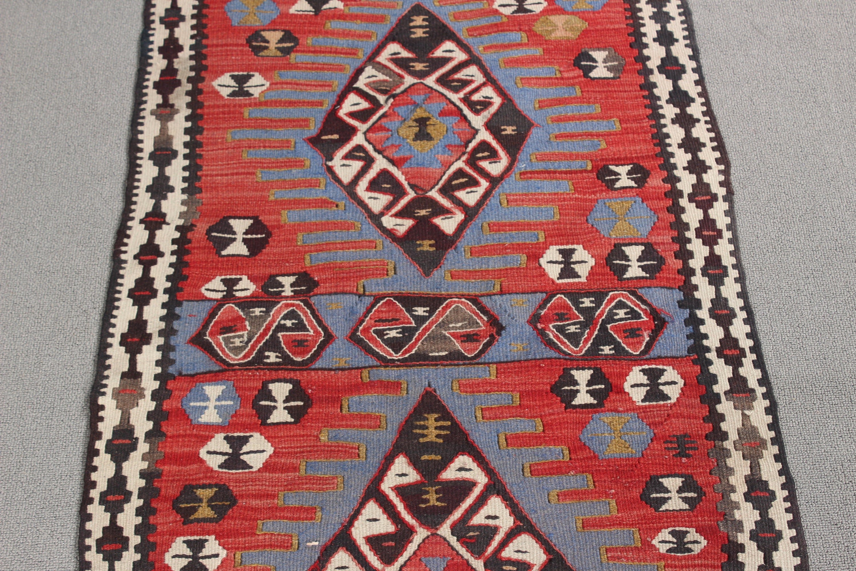 Geometrik Halı, Küçük Vintage Halılar, Kilim, Türk Halıları, Banyo Halıları, 1.9x3.4 ft Küçük Halılar, Vintage Halılar, Havalı Halı, Kırmızı Anadolu Halıları