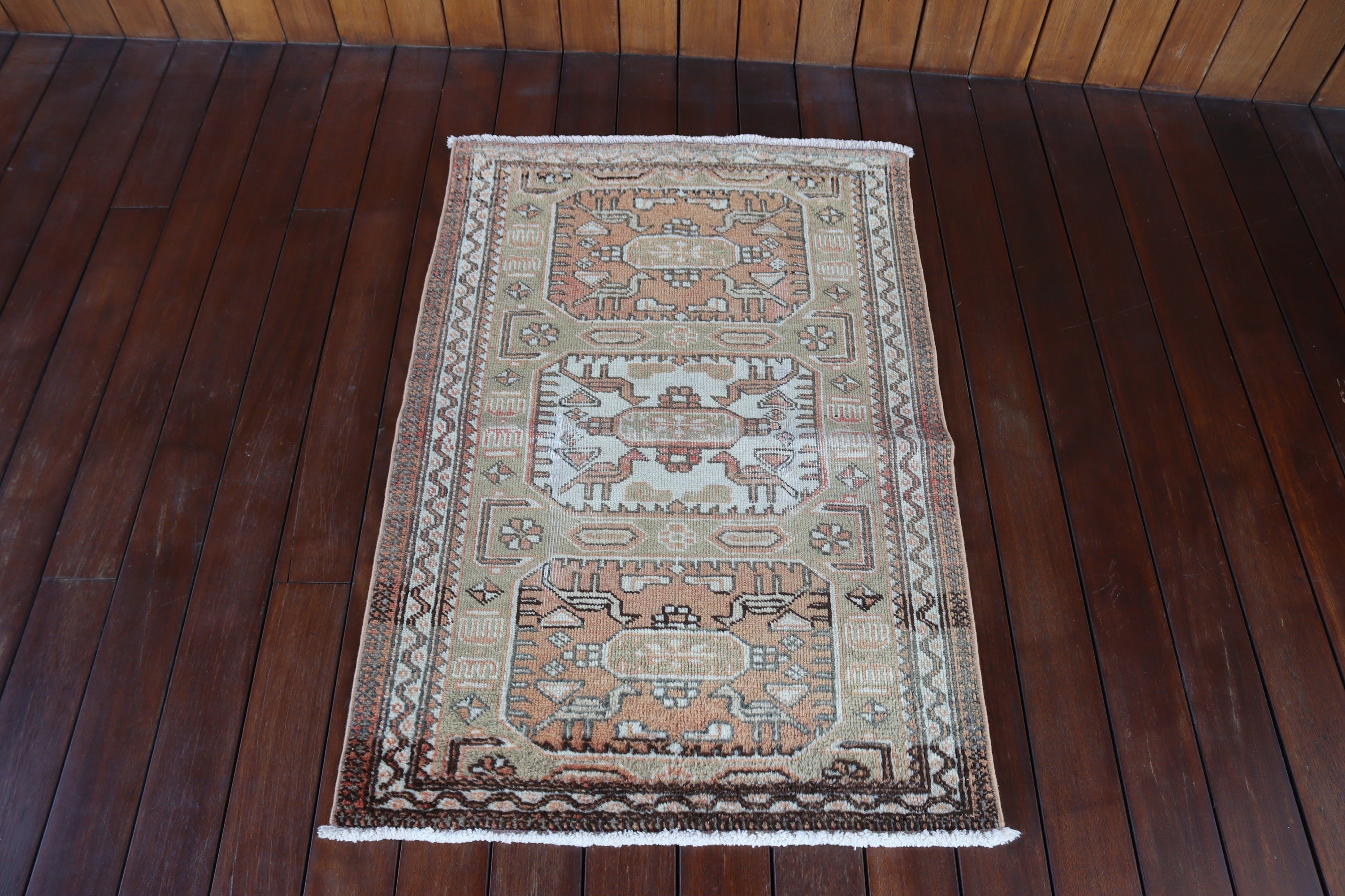 2.2x3.3 ft Küçük Halı, Duvara Asılı Halı, Kahverengi Antika Halı, Türk Halısı, Ofis Halıları, Vintage Halı, Mutfak Halıları, Banyo Halıları, Yün Halı