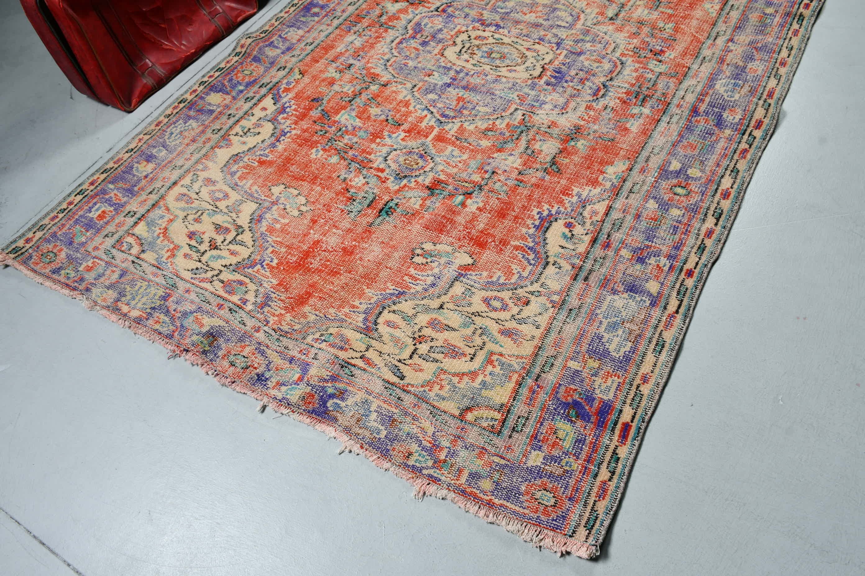 5.3x8.4 ft Large Rug, Vintage Rugs, Living Room Rugs, Cool Rug, Natural Rug, Orange Oushak Rugs, Oushak Rugs, Bedroom Rugs, Turkish Rugs