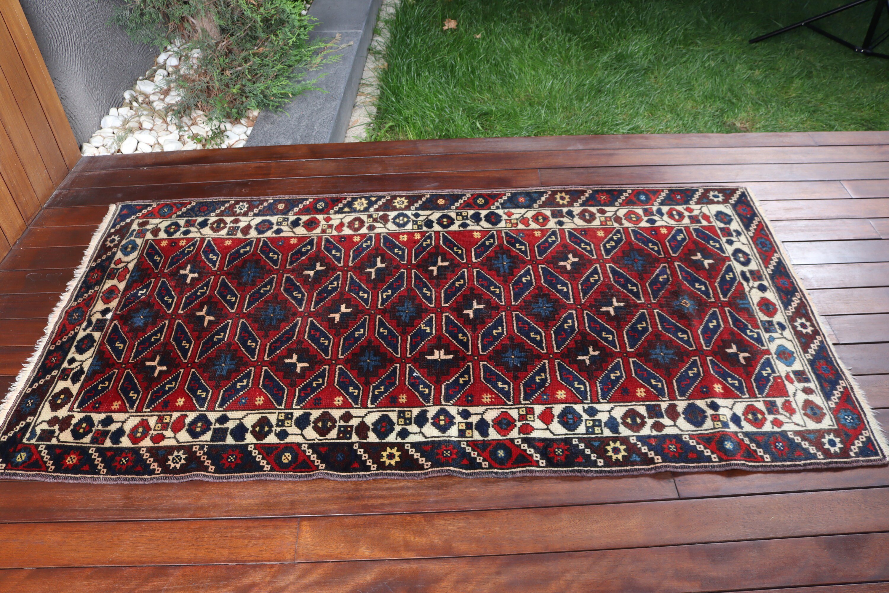 Türk Halısı, Giriş Halısı, Vintage Halılar, 3.1x6 ft Aksan Halısı, Vintage Vurgu Halısı, Ofis Halısı, Ev Dekor Halısı, Kırmızı Oushak Halıları, El Dokuma Halıları