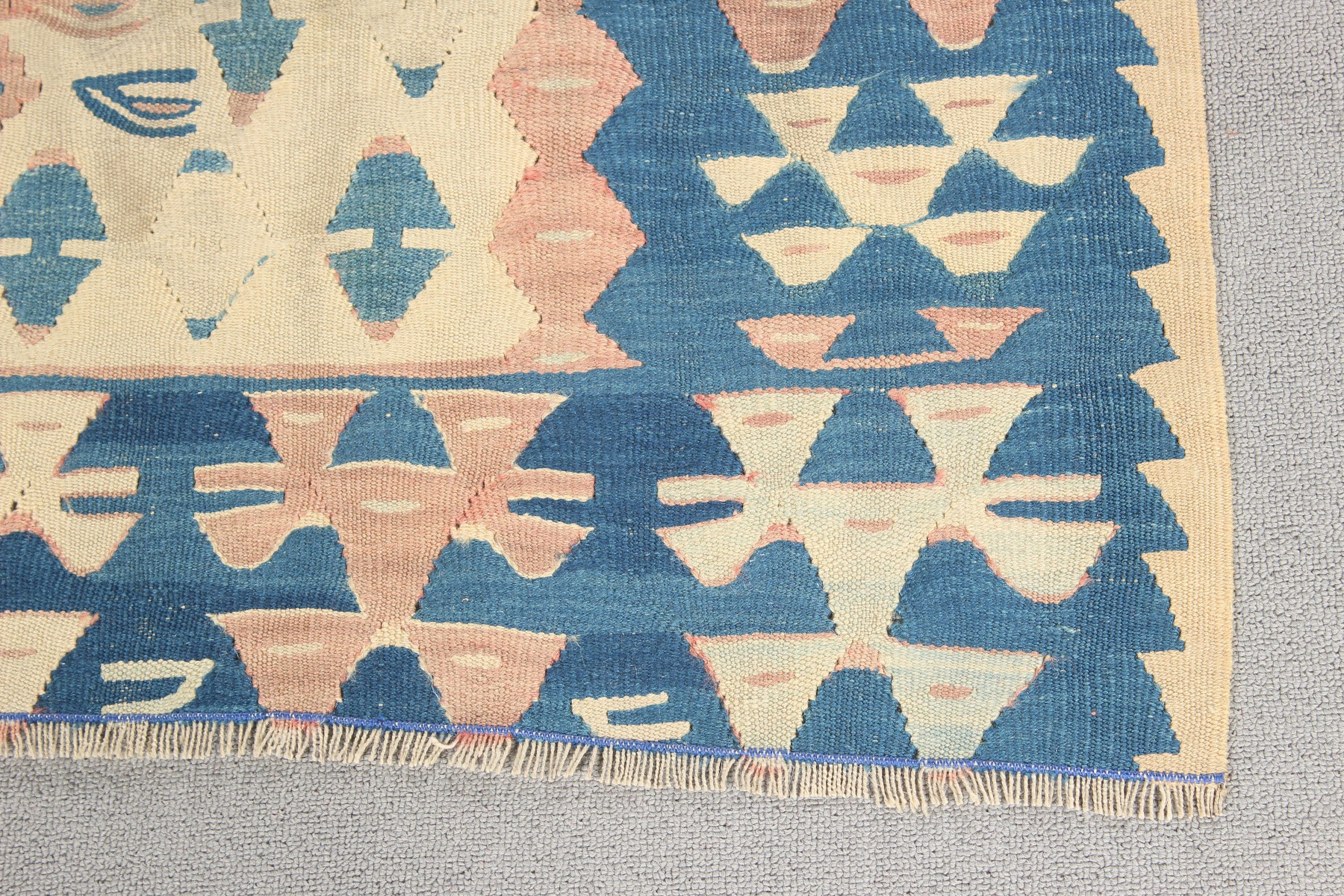 3.4x4.9 ft Aksan Halıları, Kilim, Çocuk Halıları, Anadolu Halısı, Boho Halısı, Türk Halısı, Bej Yün Halıları, Vintage Halı, Giriş Halıları