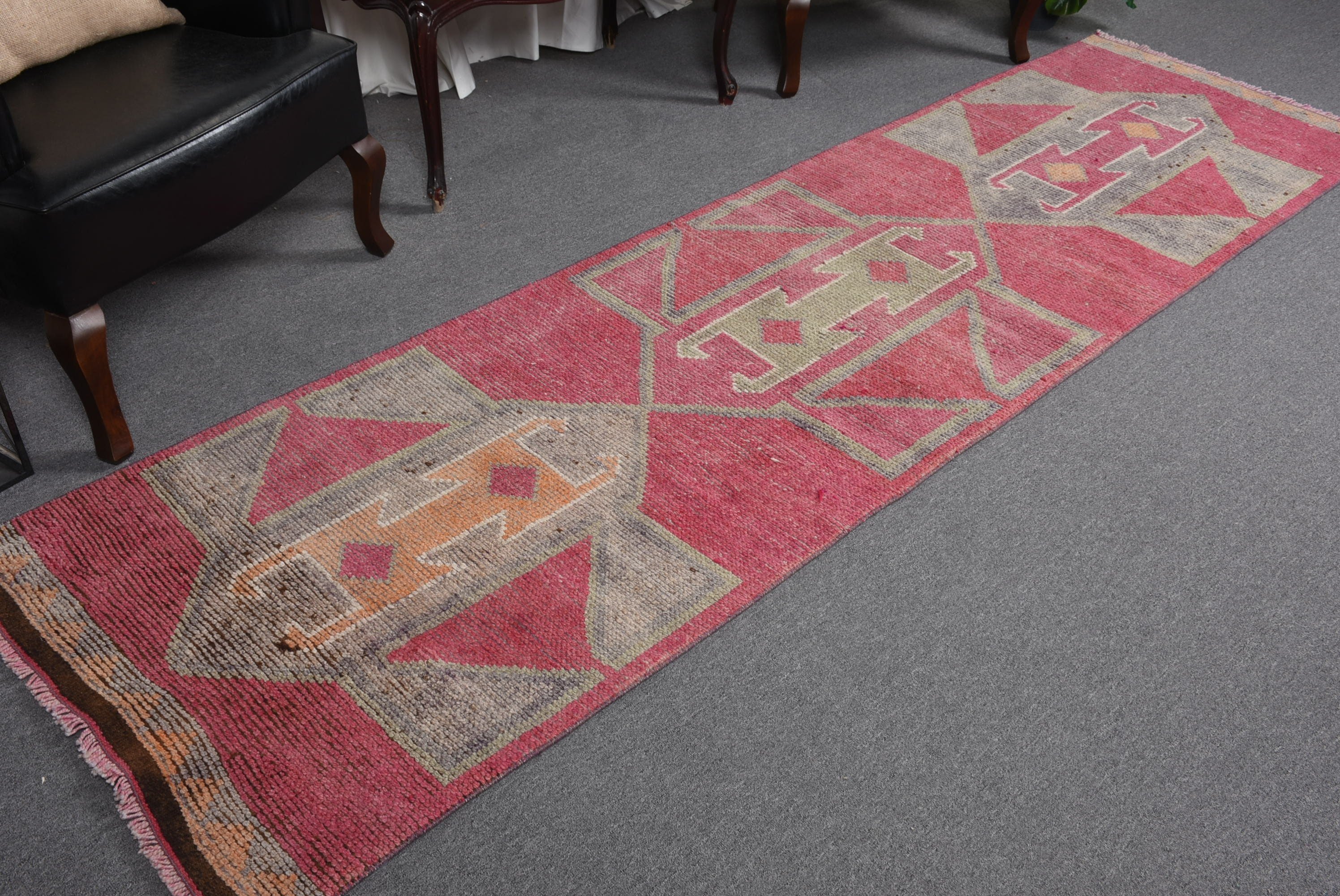 Pink Oushak Rugs, Corridor Rug, Turkish Rugs, Rugs for Corridor, Muted Rug, 2.8x9.8 ft Runner Rugs, Kitchen Rug, Vintage Rug