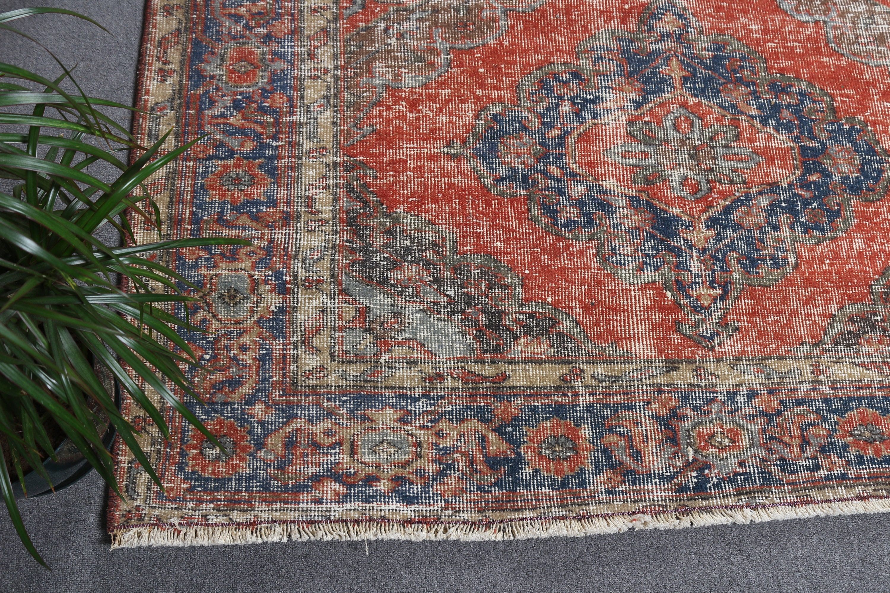 Oushak Rug, 4.8x11.3 ft Large Rug, Vintage Rug, Living Room Rugs, Oriental Rug, Red Home Decor Rug, Salon Rug, Turkish Rug, Pale Rug