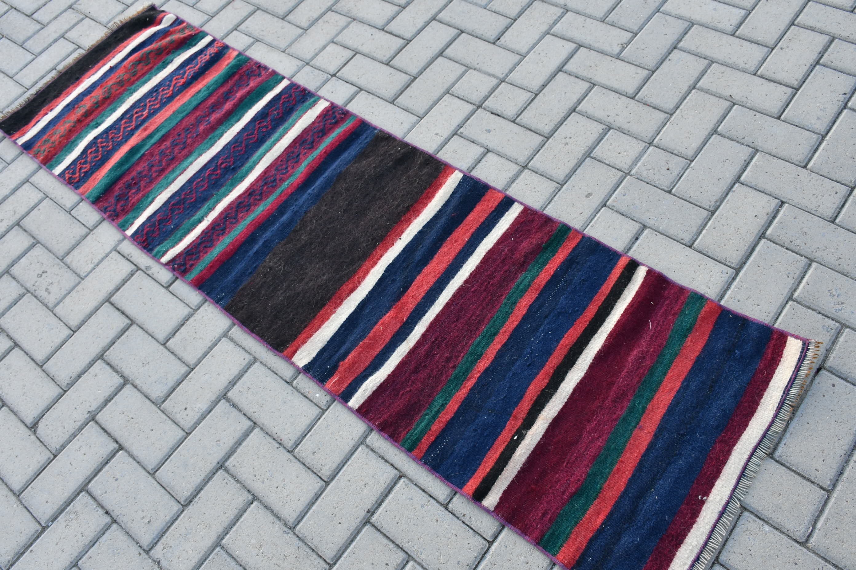 Oryantal Halı, Koridor Halıları, Kilim, Türk Halısı, 1.9x6.8 ft Runner Halısı, Mutfak Halısı, Vintage Halı, Yeşil Fas Halısı