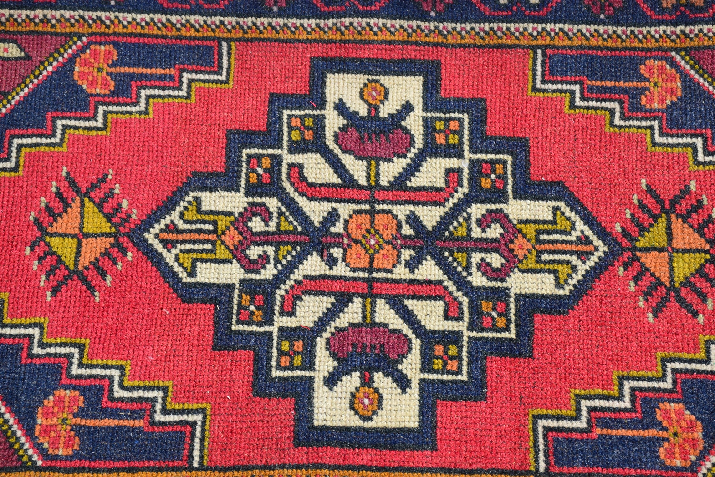 Kitchen Rug, Vintage Rugs, Rugs for Wall Hanging, Floor Rug, Door Mat Rug, Red Floor Rug, Turkish Rugs, 1.6x3.4 ft Small Rug, Oushak Rug