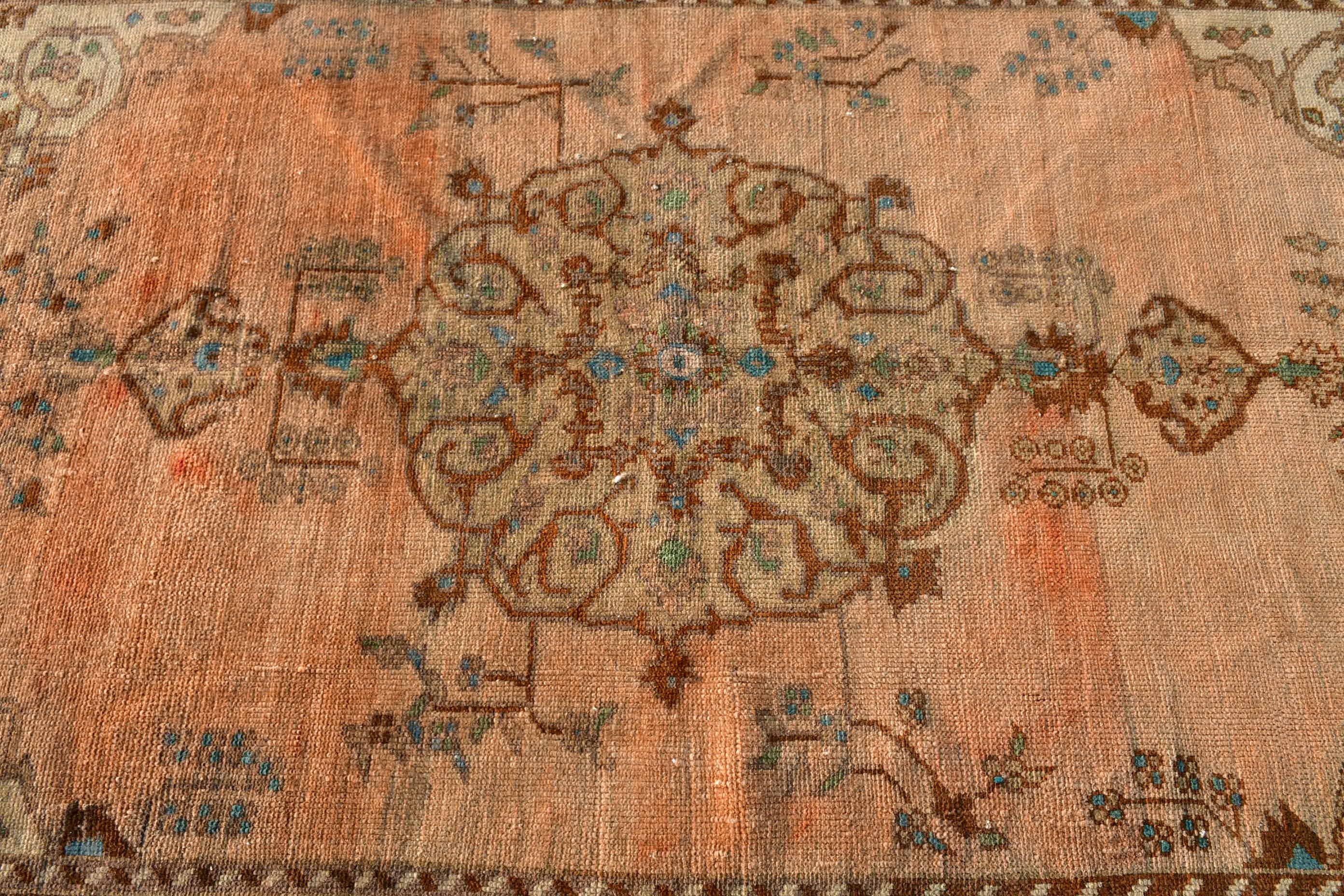 Havalı Halı, Pastel Halı, Oturma Odası Halıları, Kahverengi Zemin Halısı, Ev Dekorasyonu Halısı, Türk Halısı, 4.4x7.6 ft Alan Halısı, Vintage Halı, Oturma Odası Halısı