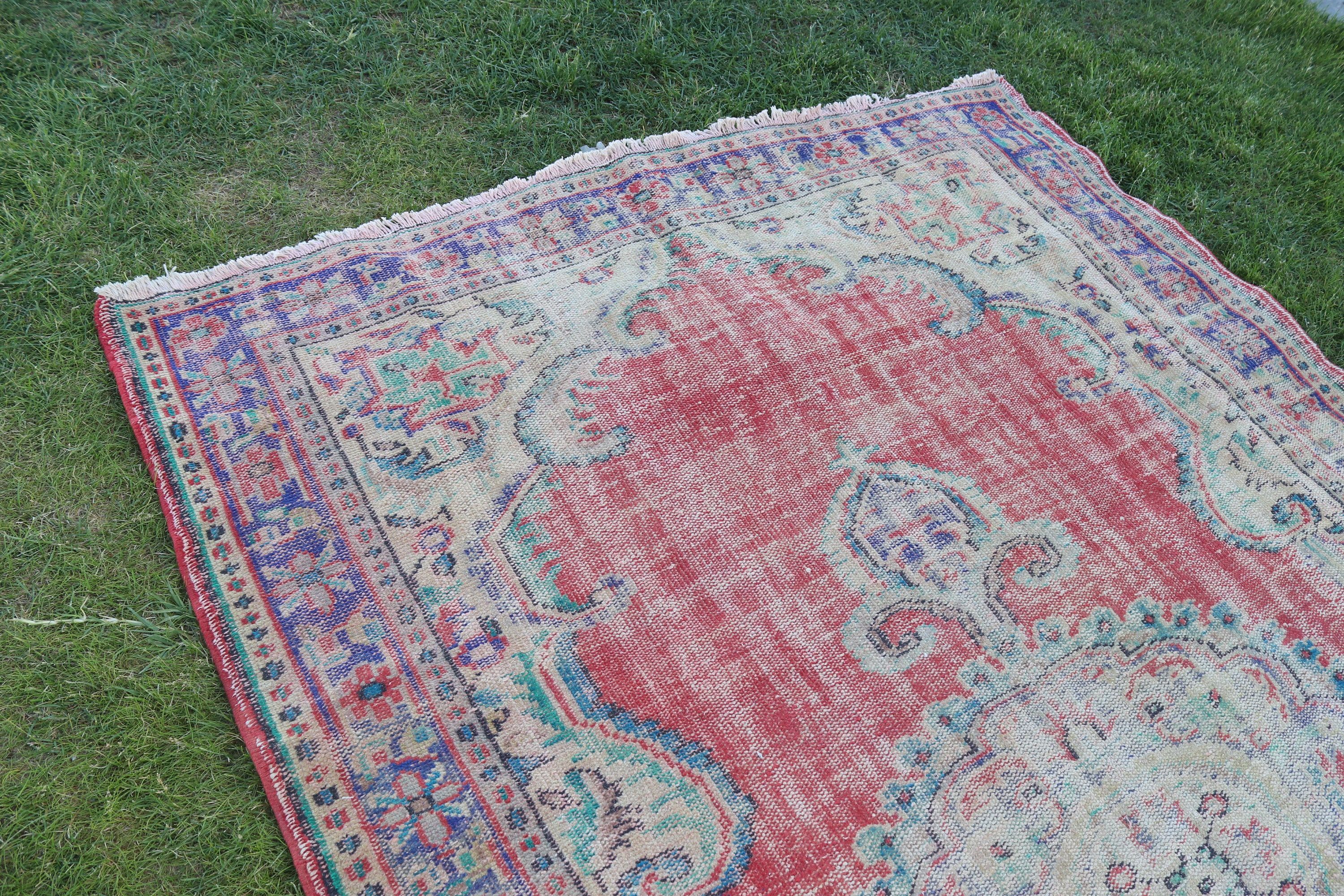 Bedroom Rug, Home Decor Rugs, Turkish Rug, Salon Rug, Organic Rugs, Red Home Decor Rugs, Vintage Rugs, 6x8.9 ft Large Rugs