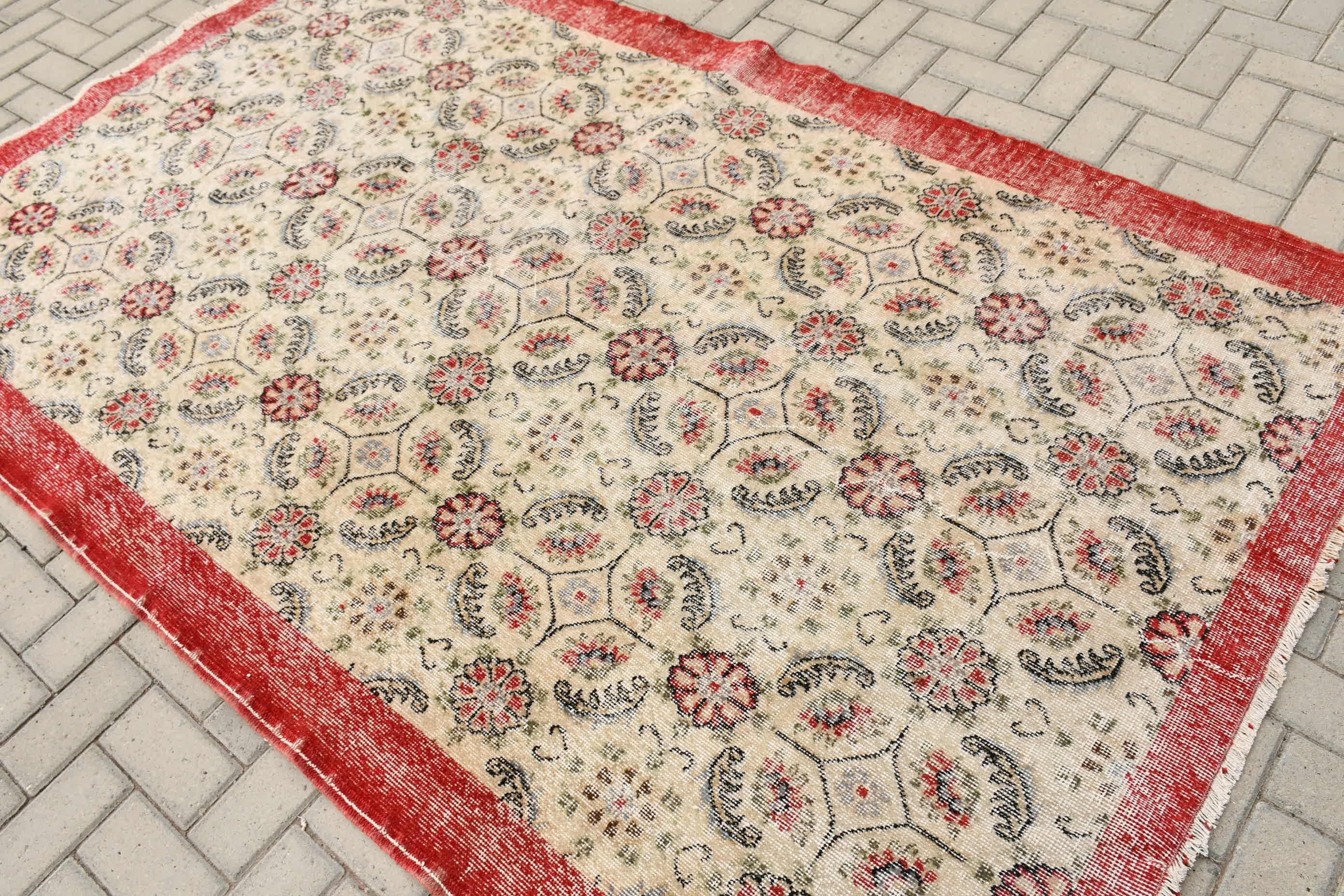 Antique Rugs, Salon Rug, Kitchen Rug, Art Rug, 5.1x8.3 ft Large Rug, Dining Room Rug, Beige Bedroom Rugs, Vintage Rug, Turkish Rug