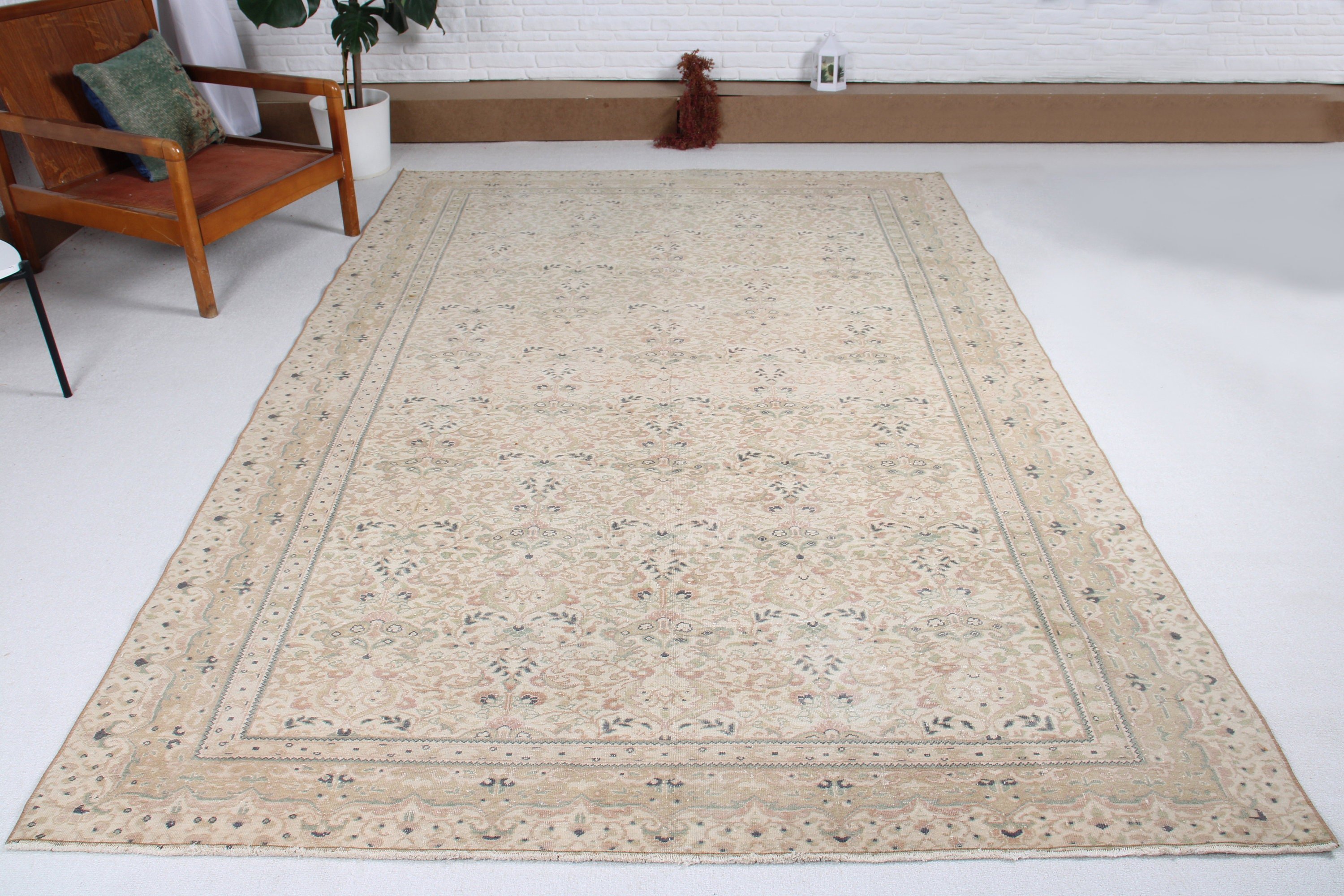 Büyük Boho Halıları, Türk Halısı, 6,4x9,4 ft Büyük Halılar, Vintage Halı, Tribal Halı, Lüks Halı, Yatak Odası Halıları, Bej Antika Halı, El Dokuma Halılar