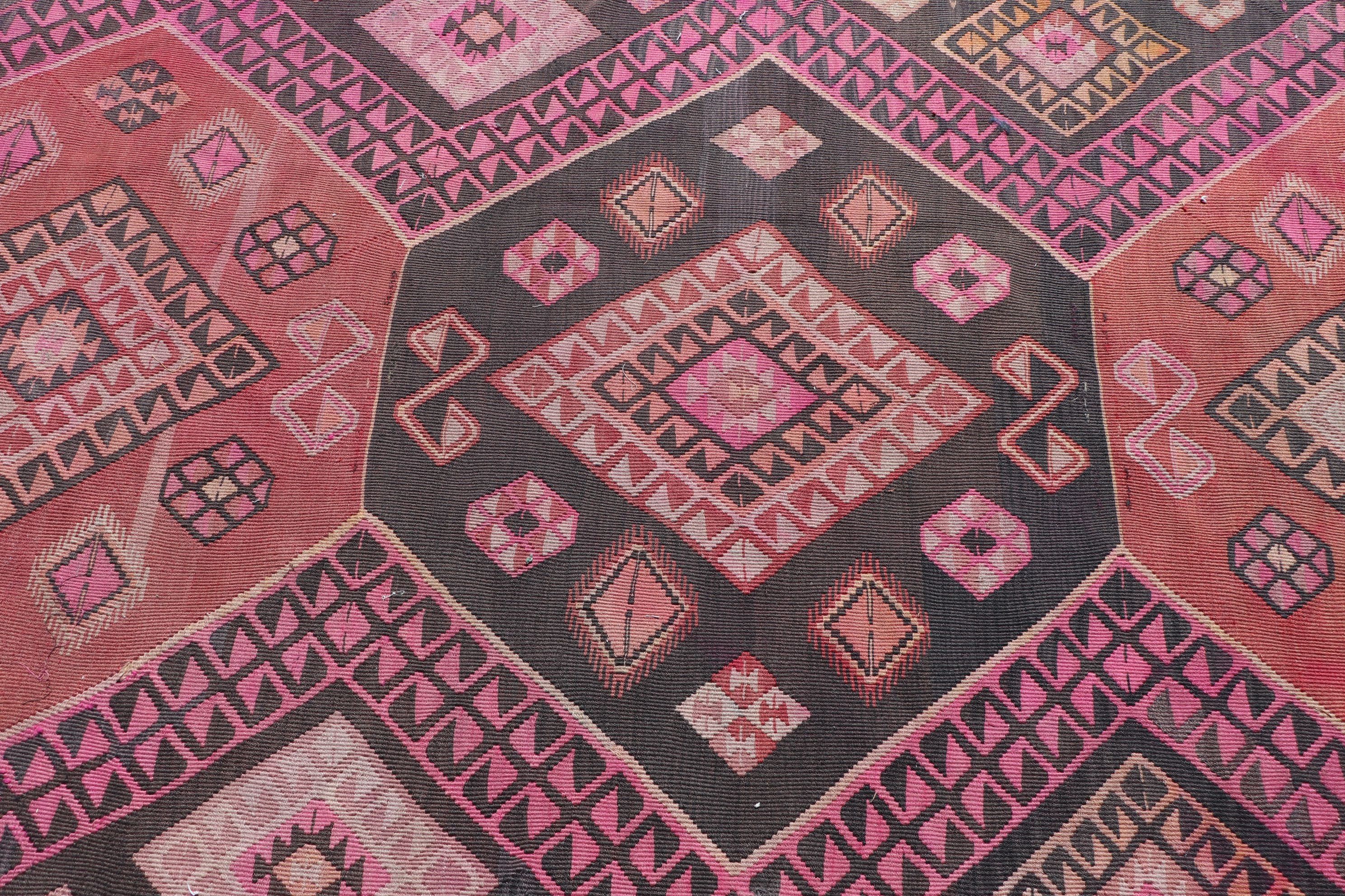 Corridor Rugs, Aesthetic Rug, Wool Rugs, Vintage Rug, Kilim, Antique Rugs, 4.7x12 ft Runner Rug, Pink Oriental Rug, Turkish Rug, Stair Rugs