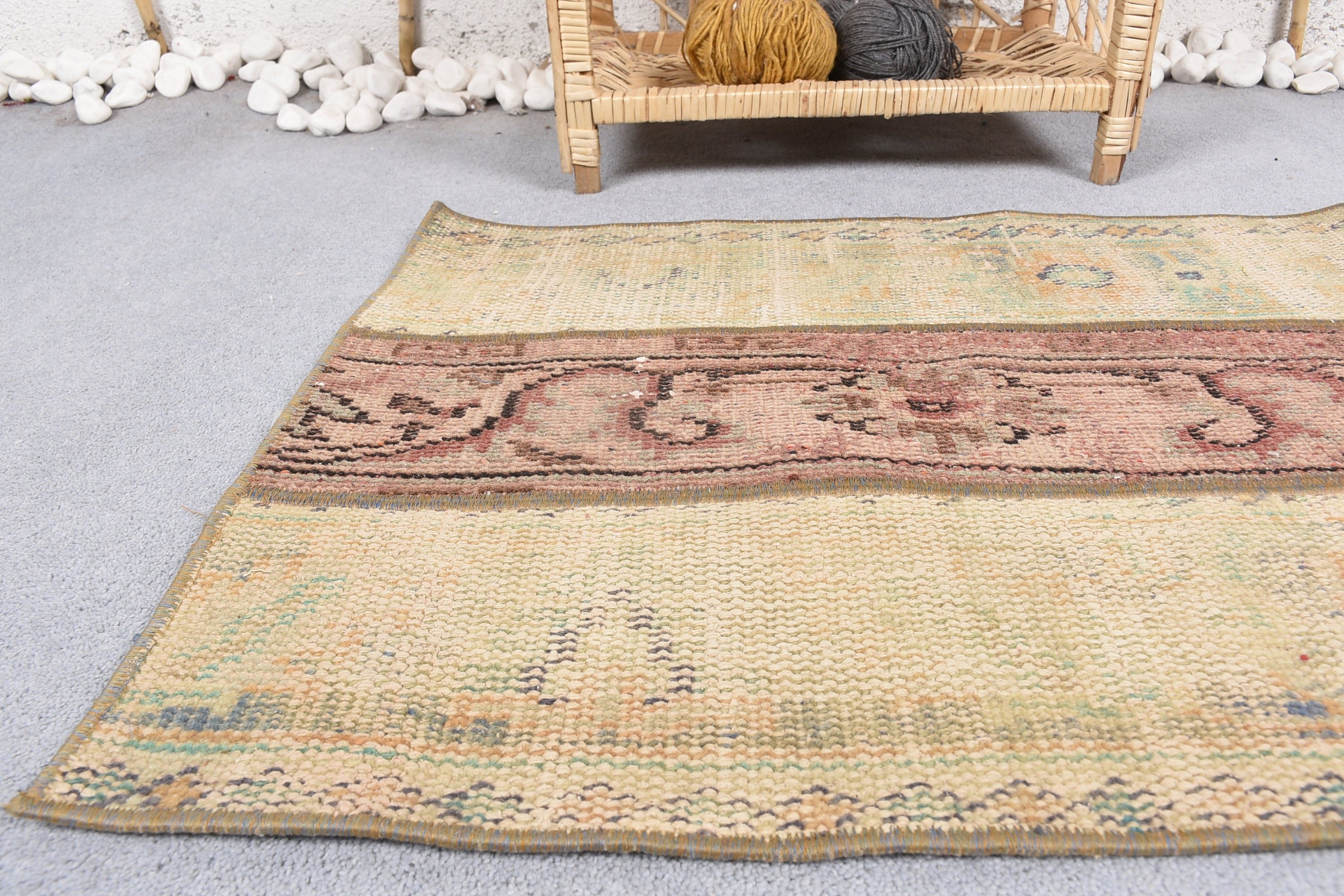 Vintage Rugs, Ethnic Rugs, 1.9x3.2 ft Small Rug, Turkish Rugs, Nursery Rug, Yellow Bedroom Rug, Entry Rugs, Oriental Rug