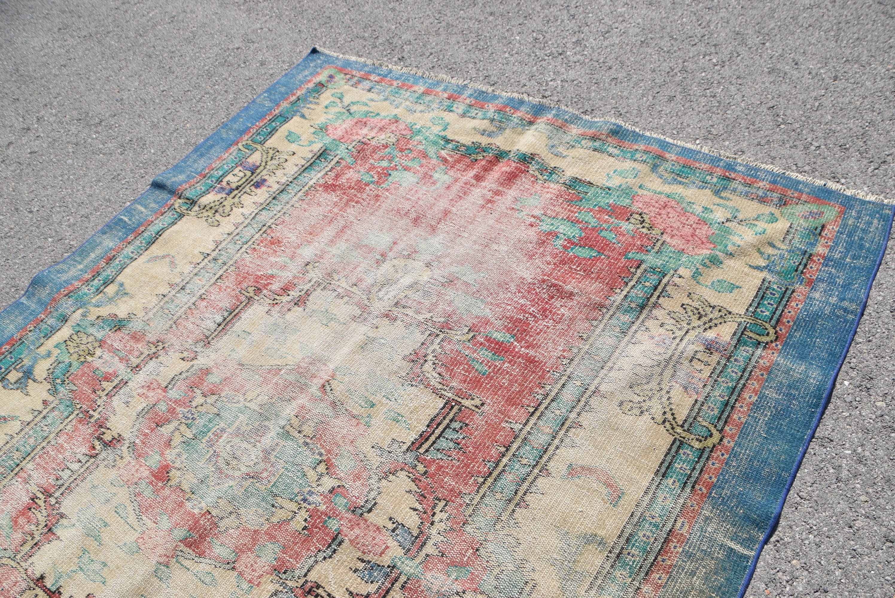 Salon Rugs, Vintage Rug, Anatolian Rug, Dining Room Rug, Distressed Rug, 6.3x8.8 ft Large Rug, Home Decor Rug, Red Bedroom Rug, Turkish Rug