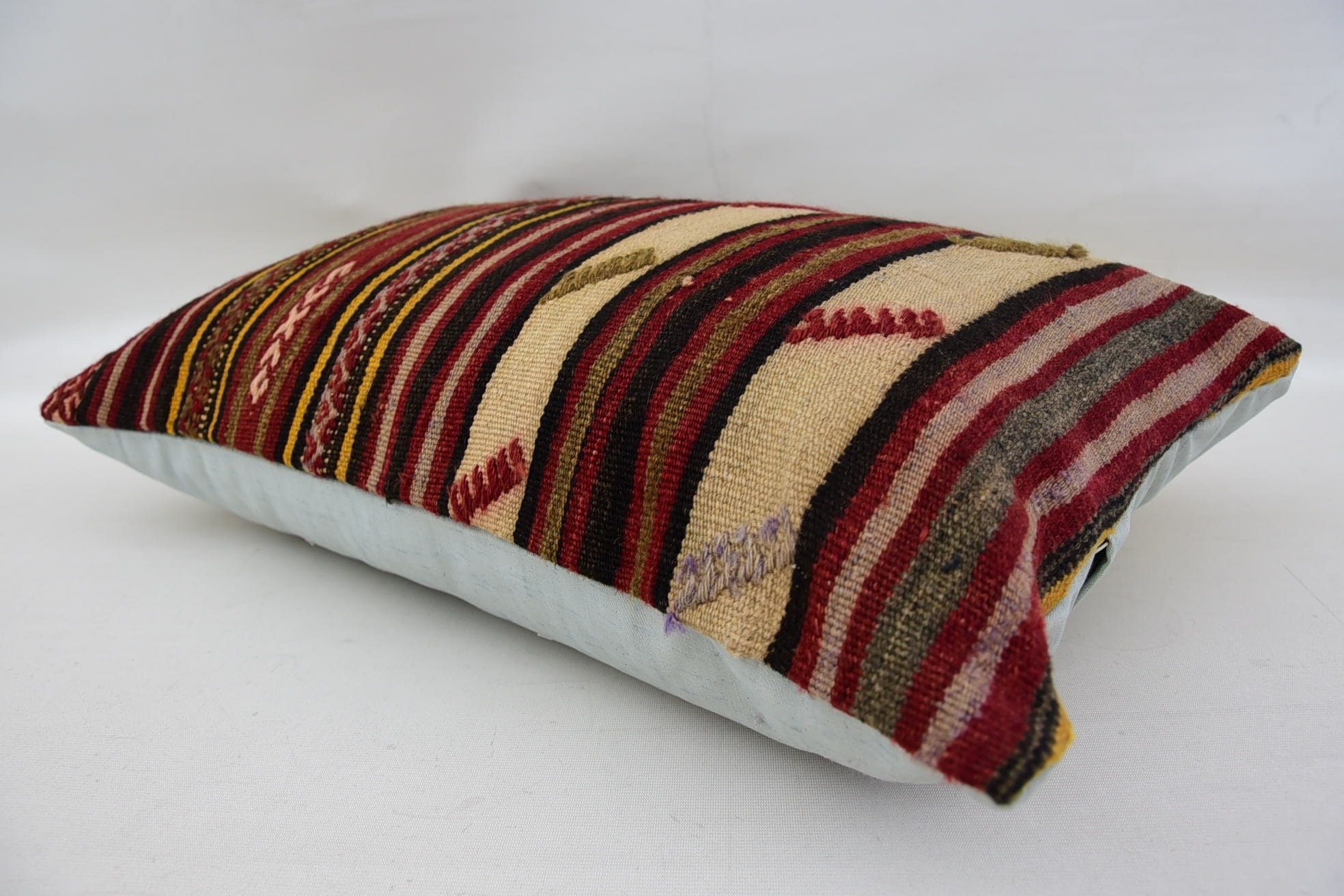 Interior Designer Pillow, Art Deco Pillow Sham, Vintage Kilim Throw Pillow, 16"x24" Red Cushion Case, Boho Pillow Sham Cover