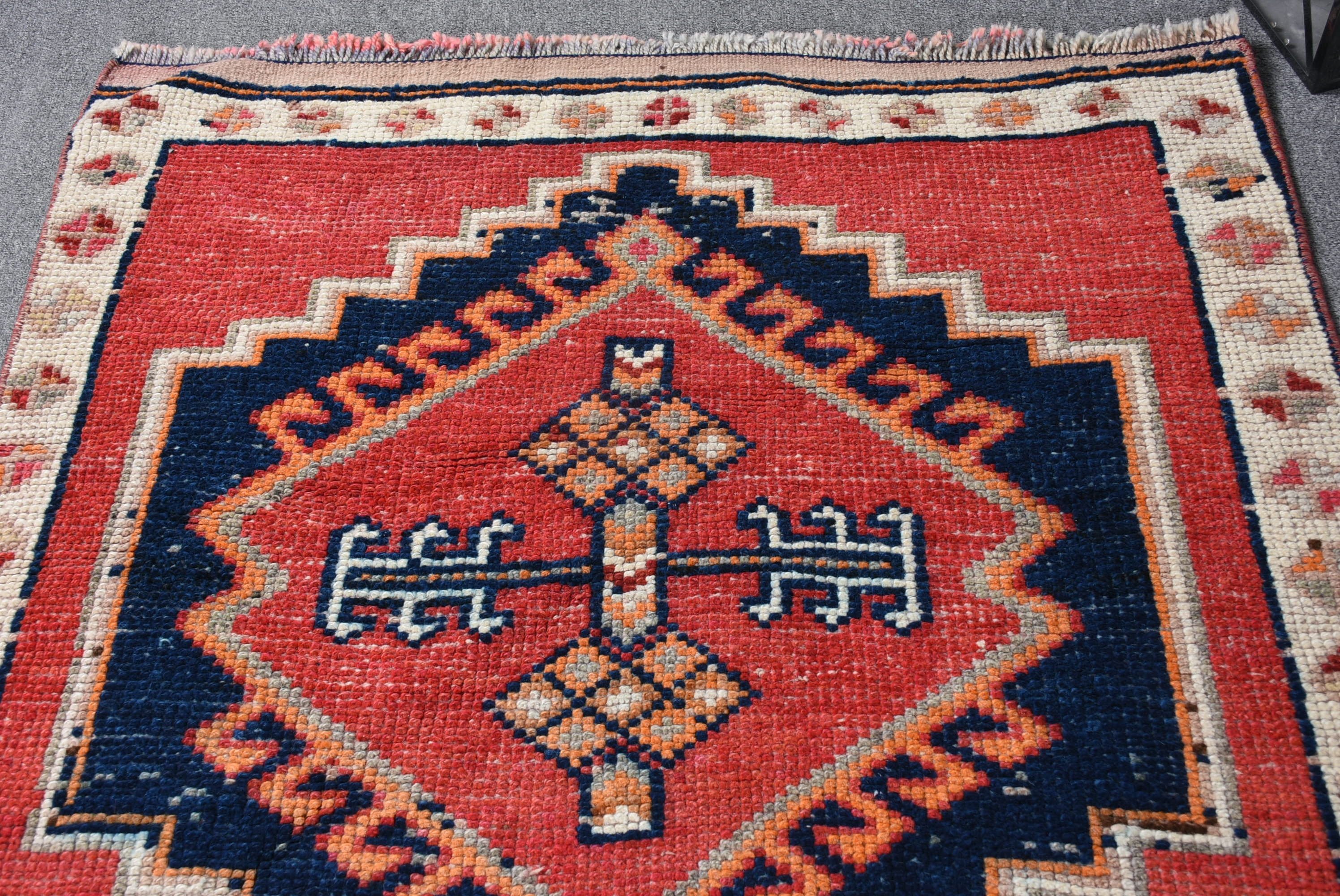 Office Rug, 3.3x11.6 ft Runner Rugs, Red Anatolian Rugs, Corridor Rugs, Vintage Rug, Hallway Rug, Bedroom Rug, Turkish Rug