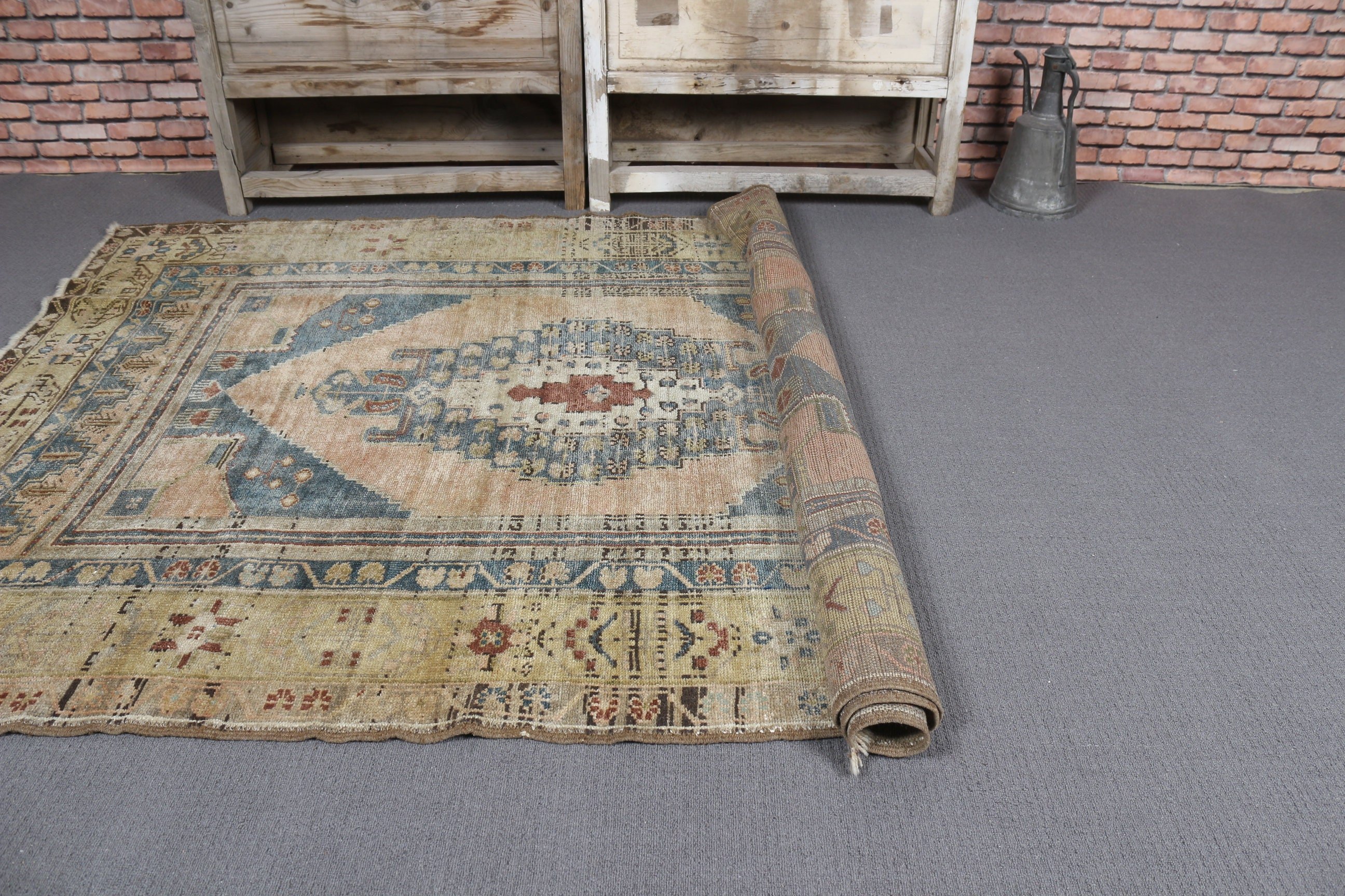 Turkish Rug, Bedroom Rug, Nomadic Rug, Home Decor Rug, Floor Rugs, Rugs for Nursery, Vintage Rugs, Green Bedroom Rug, 4.8x6.8 ft Area Rug