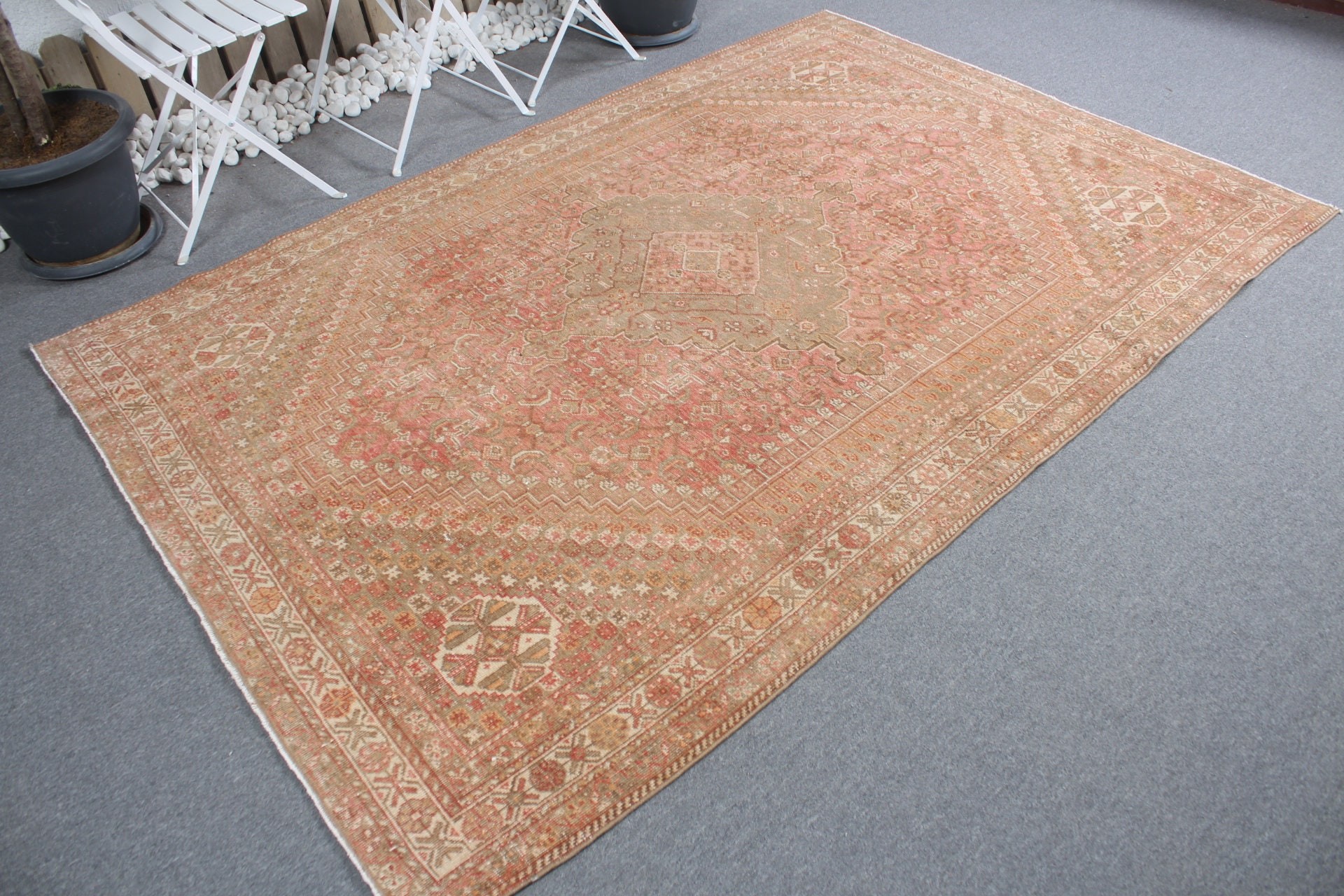 Kırmızı Oushak Halı, Oturma Odası Halısı, Ev Dekorasyonu Halısı, Türk Halısı, Yün Halılar, Büyük Yün Halılar, Vintage Halı, 5.4x8.3 ft Büyük Halı, Salon Halıları