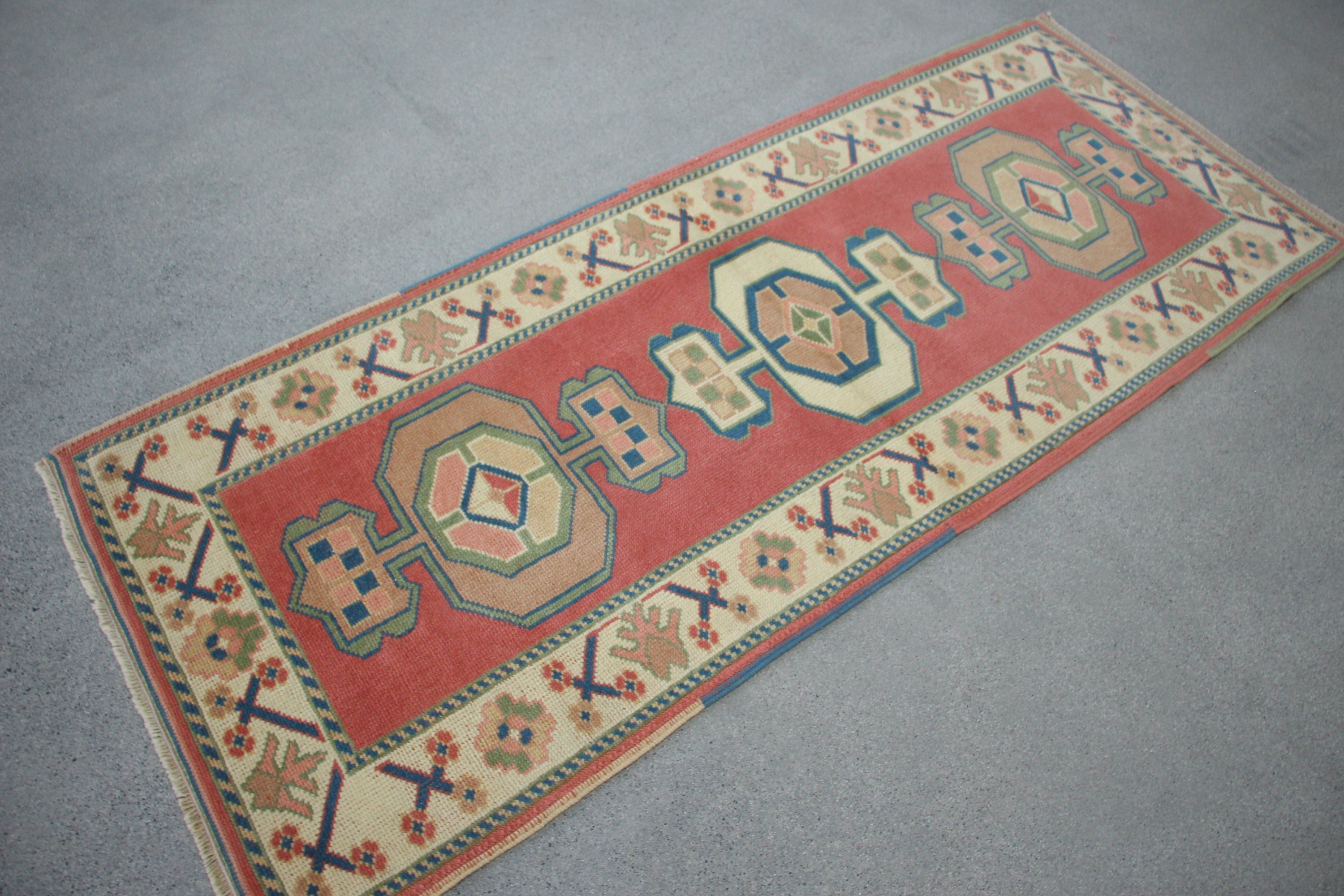 Antique Rug, Turkish Rug, Stair Rug, Oushak Rug, Pink Oriental Rugs, Rugs for Hallway, 2.6x6.5 ft Runner Rugs, Vintage Rug, Corridor Rug