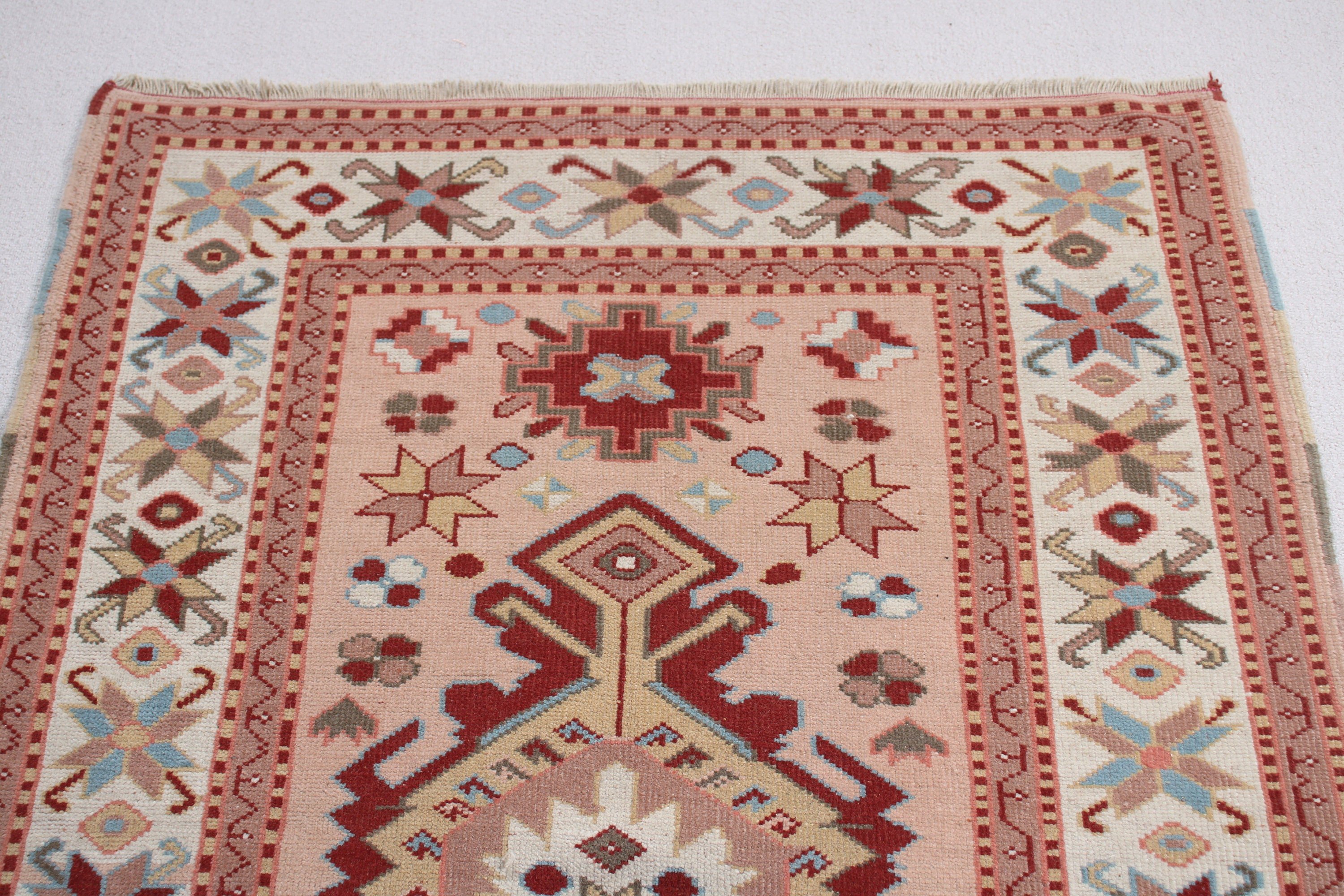 Çocuk Odası Halıları, Geometrik Halı, Boho Halı, Pembe Oryantal Halı, Dekoratif Halılar, Türk Halısı, 3,8x5,4 ft Vurgulu Halılar, Vintage Halılar