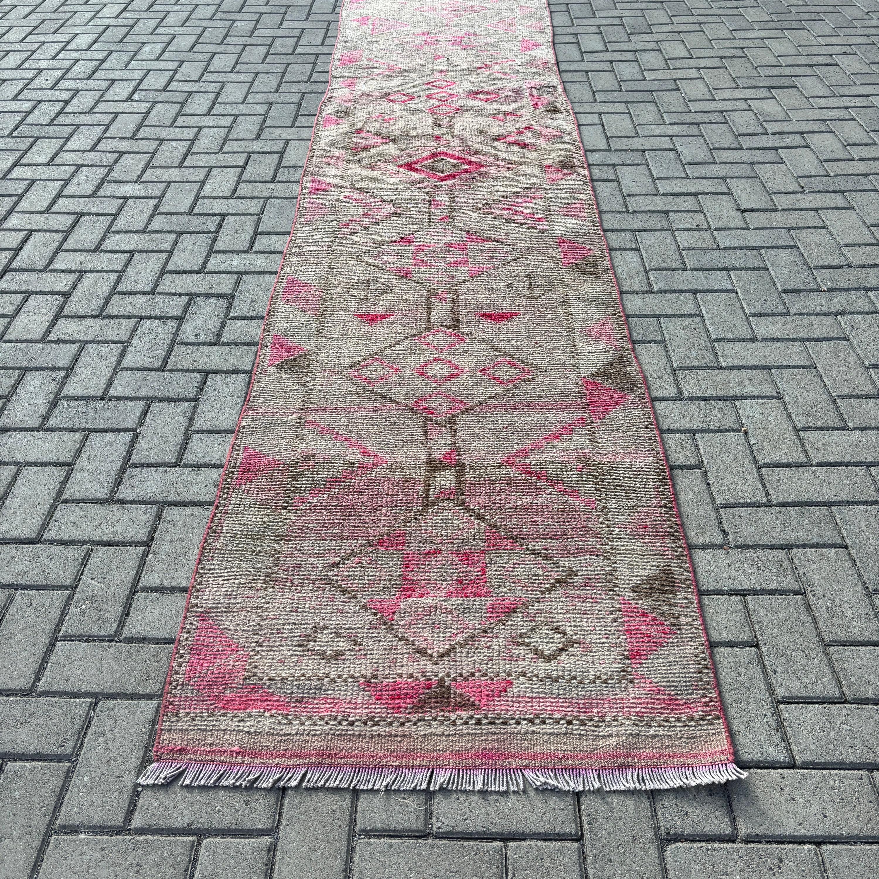 Vintage Halı, Gri Geometrik Halılar, Beni Ourain Yolluk Halıları, Mutfak Halıları, 2.8x12.3 ft Yolluk Halıları, Yer Halısı, Uzun Yolluk Halısı, Türk Halıları