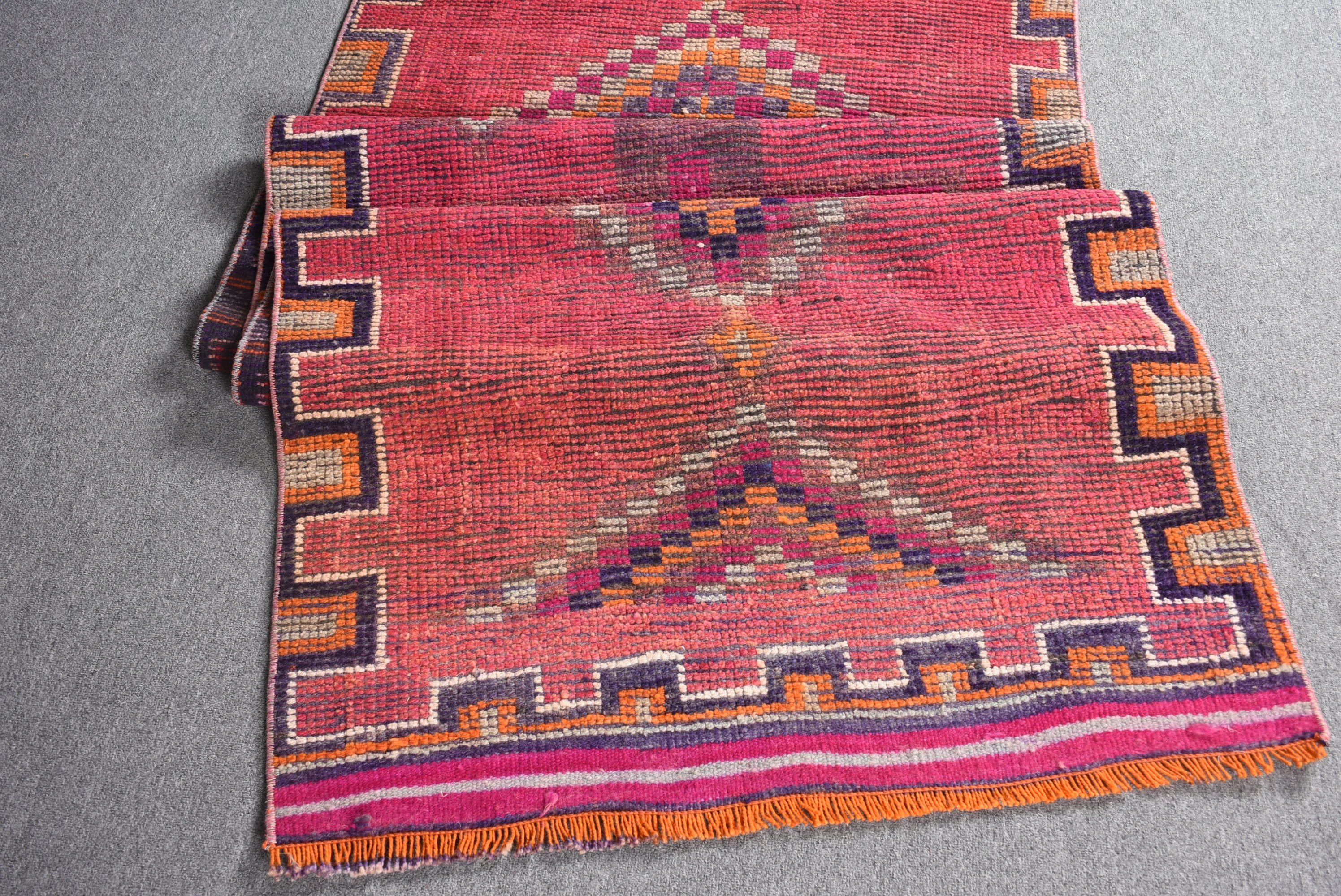 Red Oriental Rug, 3.1x10.5 ft Runner Rugs, Rugs for Stair, Stair Rug, Turkish Rug, Vintage Rugs, Cool Rug, Hallway Rugs