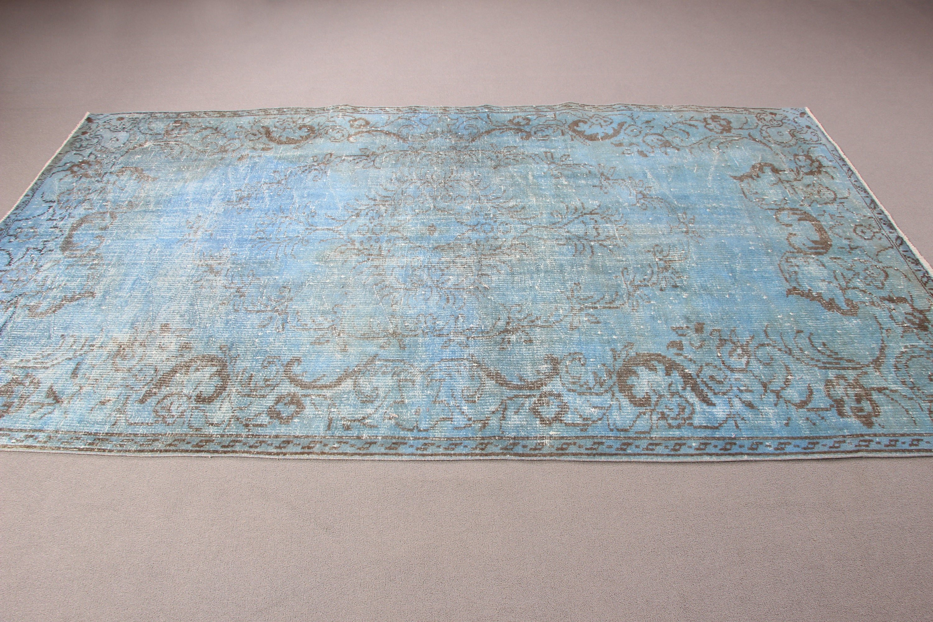 5.4x9.3 ft Large Rugs, Large Vintage Rugs, Vintage Rug, Floor Rug, Large Oushak Rugs, Blue Neutral Rug, Turkish Rug