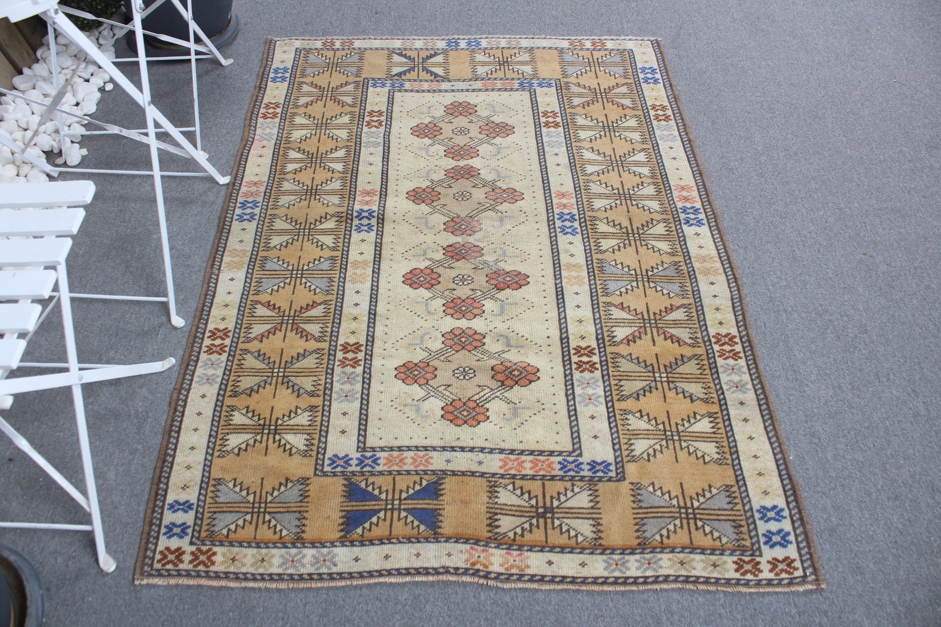 Rugs for Nursery, 3.8x5.3 ft Accent Rug, Entry Rug, Beige Floor Rug, Vintage Rug, Floor Rugs, Turkish Rug, Kitchen Rug, Oushak Rugs