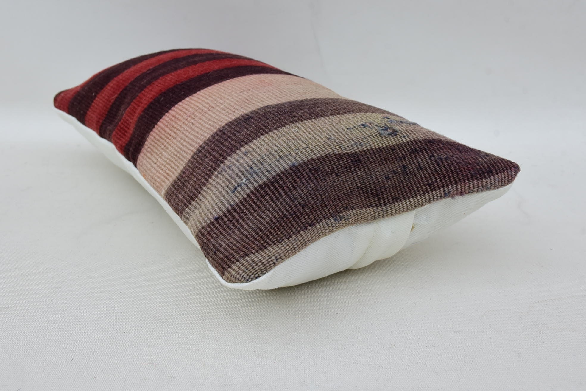 Turkish Corner Cushion, Handmade Kilim Cushion, 8"x16" Red Cushion Case, Kilim Pillow, Chair Cushion, Seat Pillow, Pillow for Couch