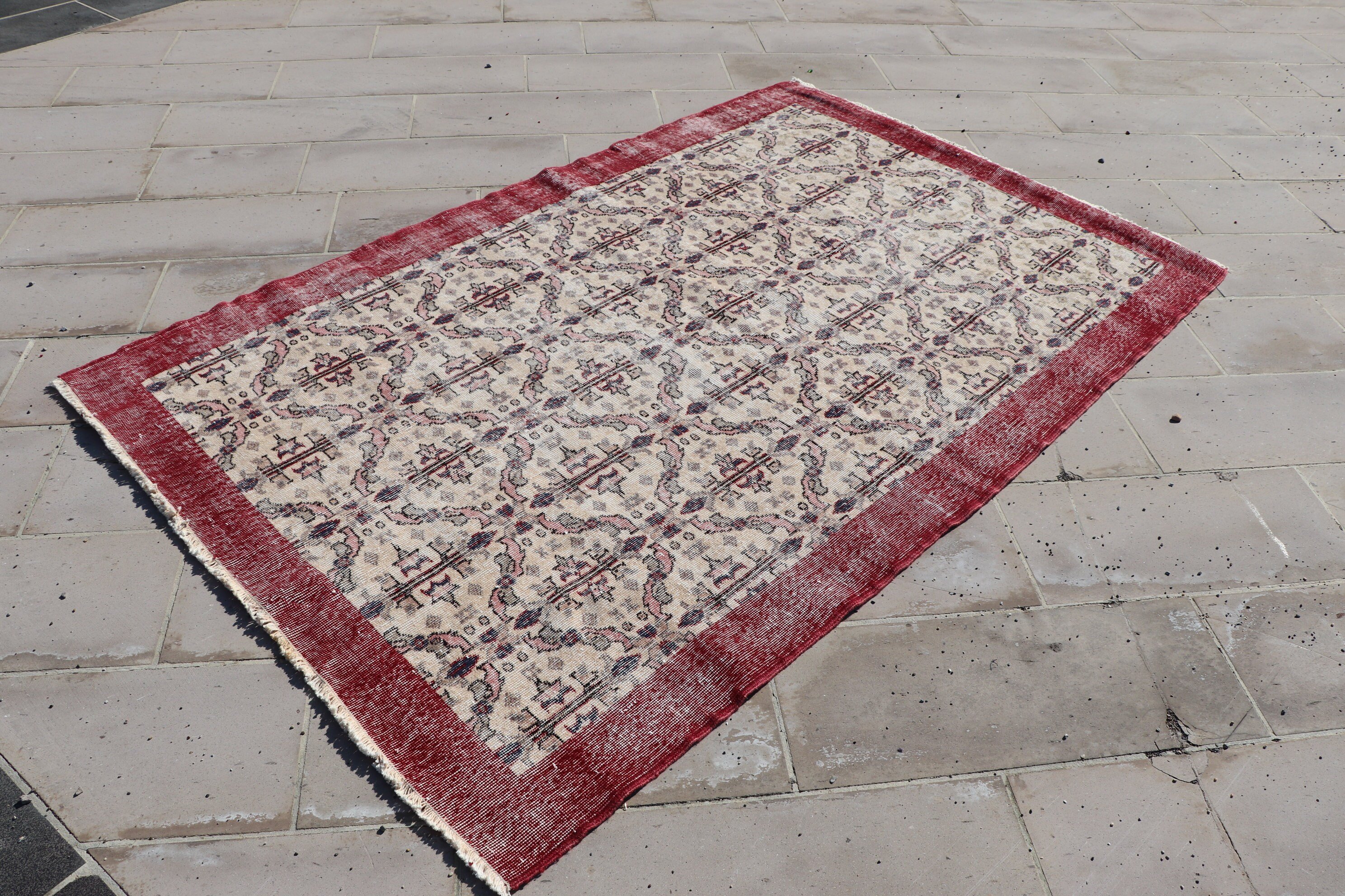 Bedroom Rug, Wool Rugs, Turkish Rug, Rugs for Living Room, Living Room Rug, Vintage Rug, Red  5.1x7.9 ft Large Rug, Floor Rug