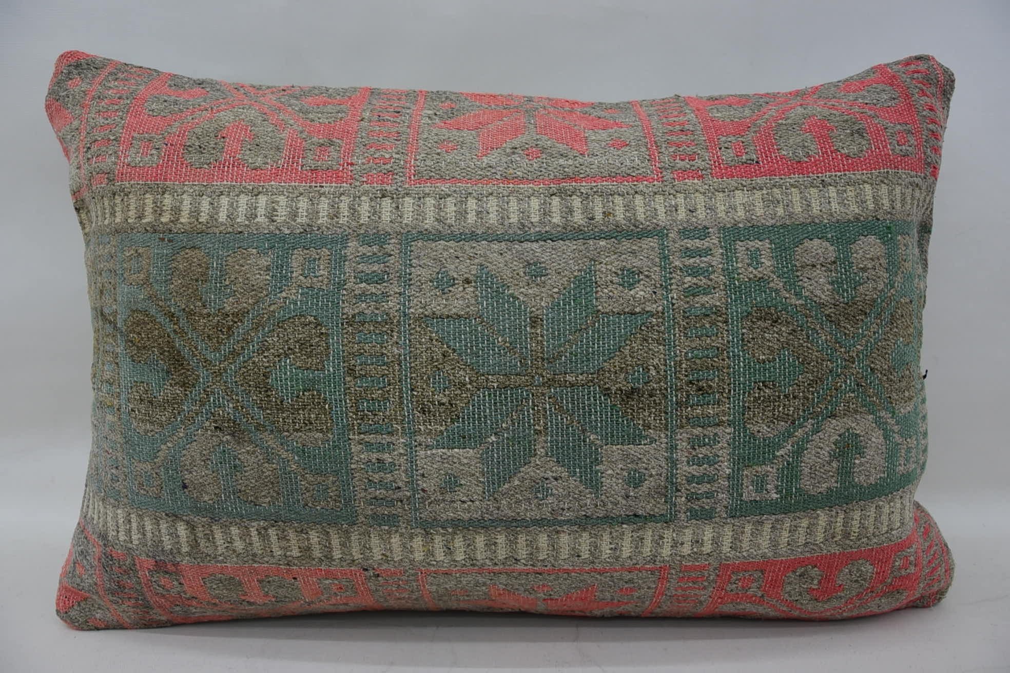 Southwestern Pillow, Turkish Kilim Pillow, Bed Pillow Sham, Gift Pillow, Throw Kilim Pillow, 16"x24" Green Cushion Cover